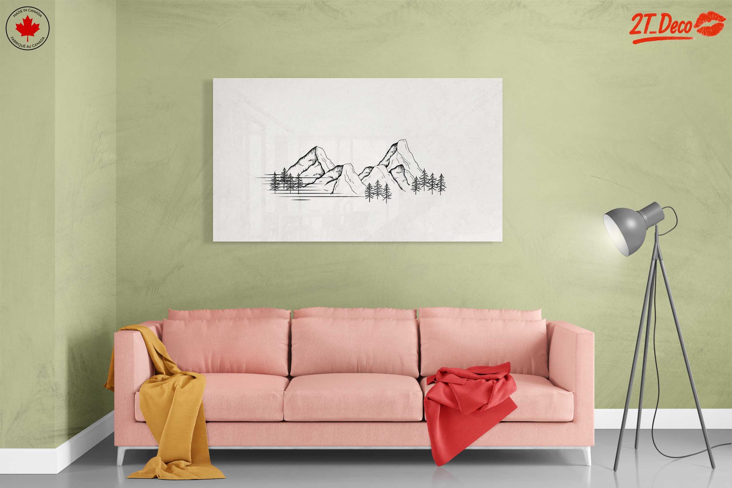 Serene Nature Illustration of Mountains and Trees - Image 7