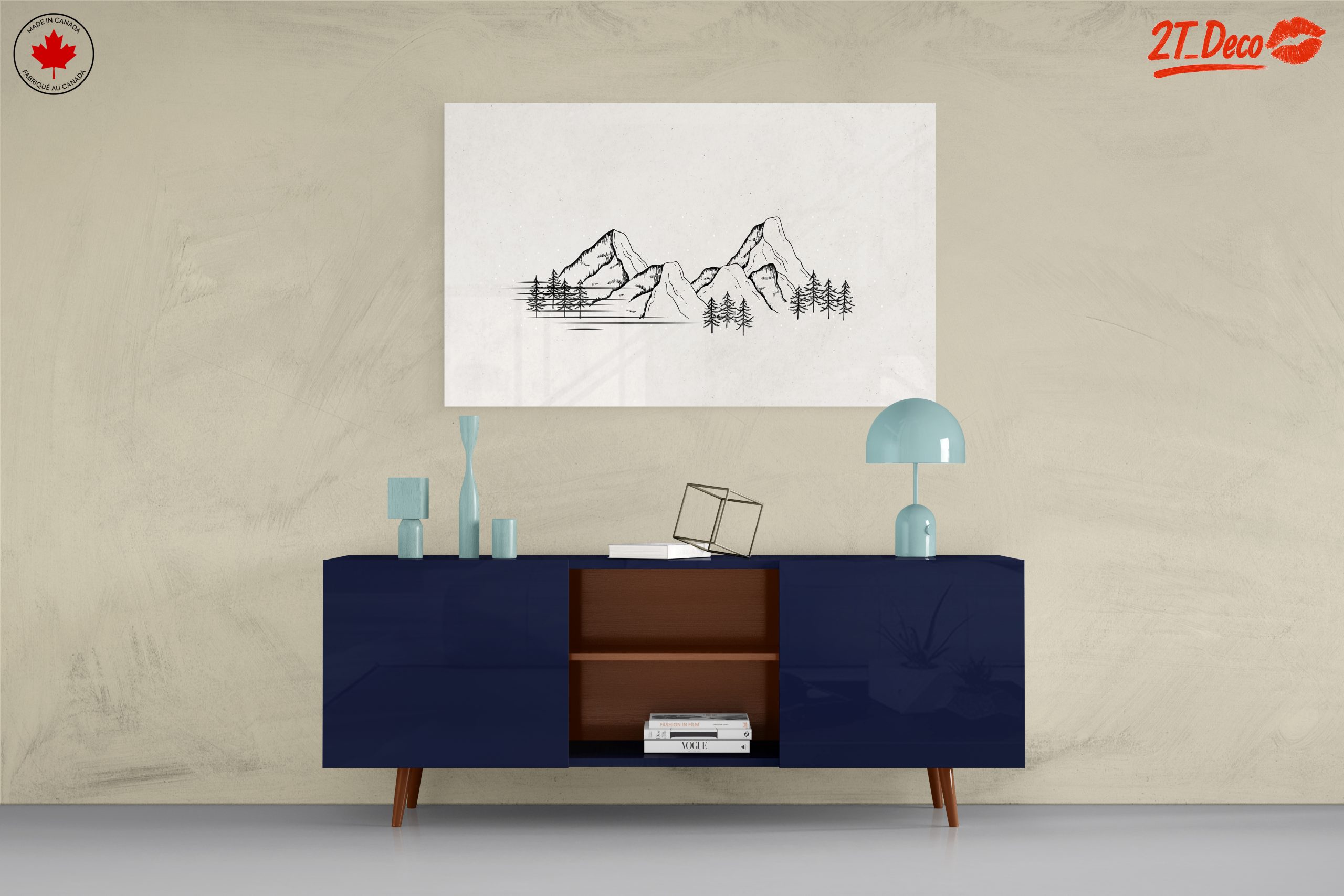 Serene Nature Illustration of Mountains and Trees - Image 8