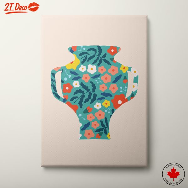 Floral Abstract Art Vase with Colorful Patterns