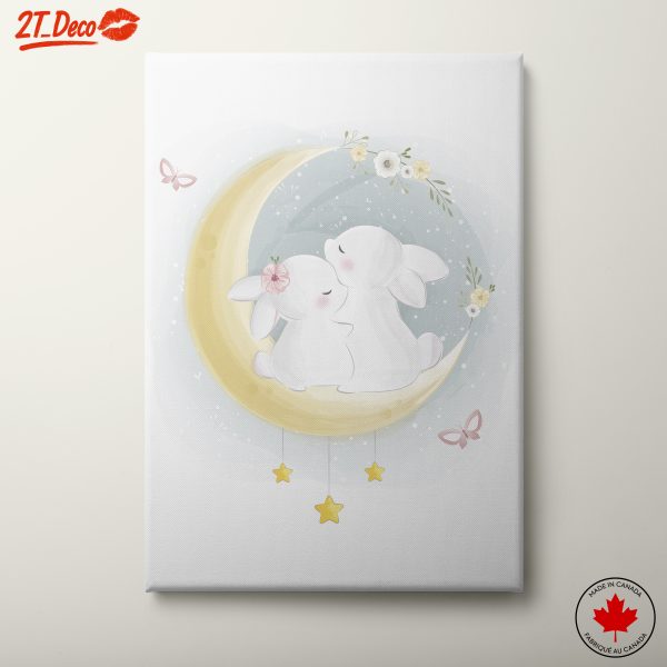 Adorable Whimsical Bunnies on Moon