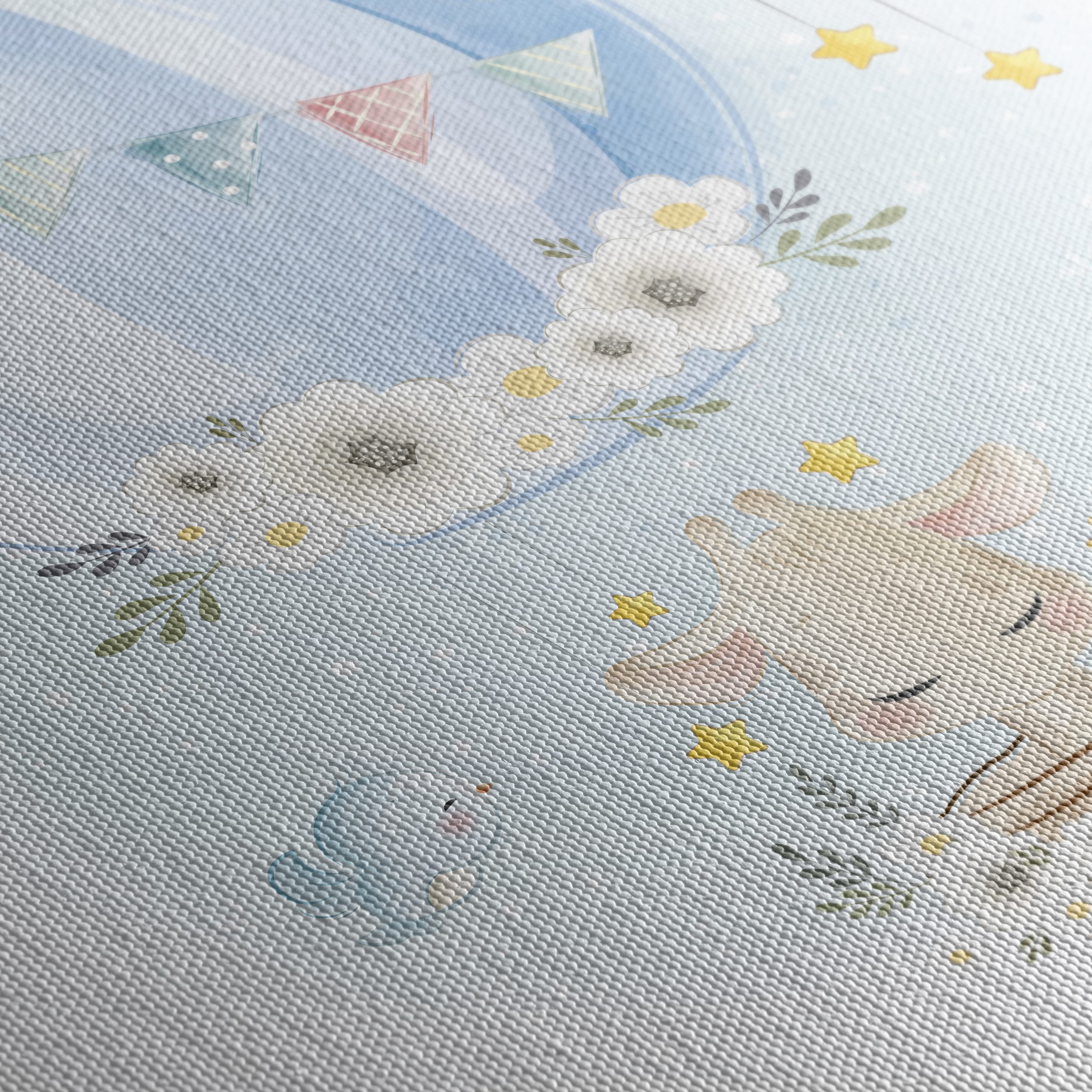 Whimsical Animal Art with Balloon and Clouds - Image 5