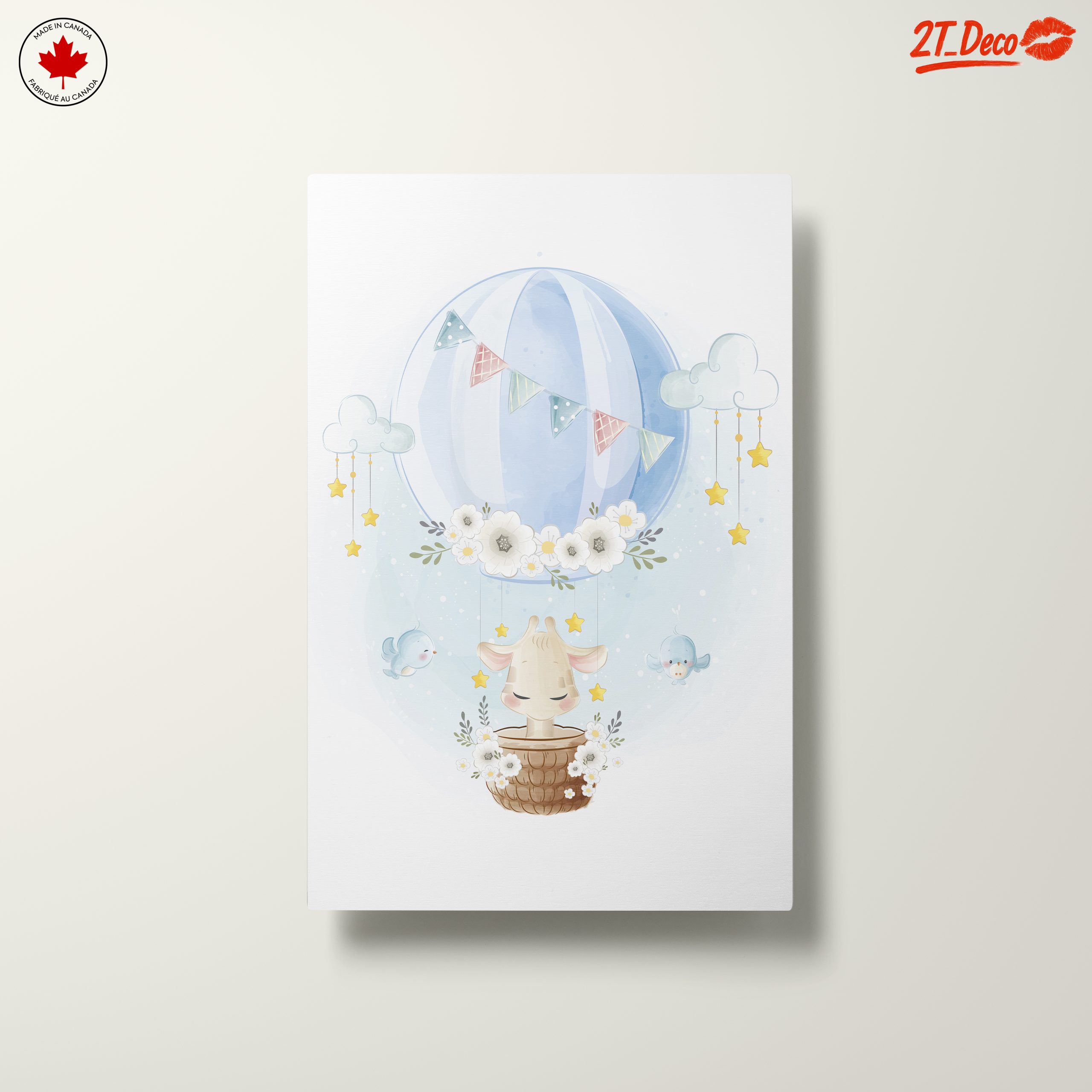 Whimsical Animal Art with Balloon and Clouds - Image 10