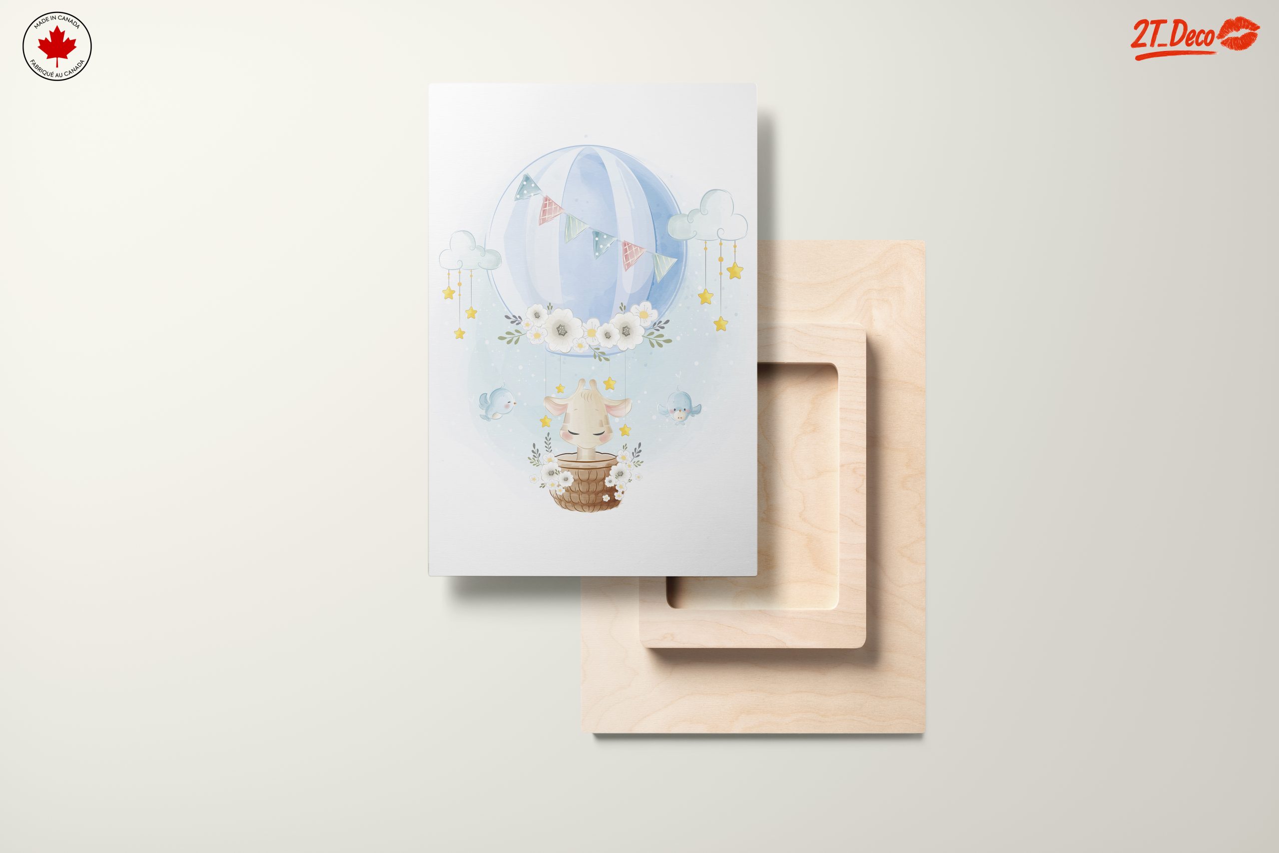 Whimsical Animal Art with Balloon and Clouds - Image 11