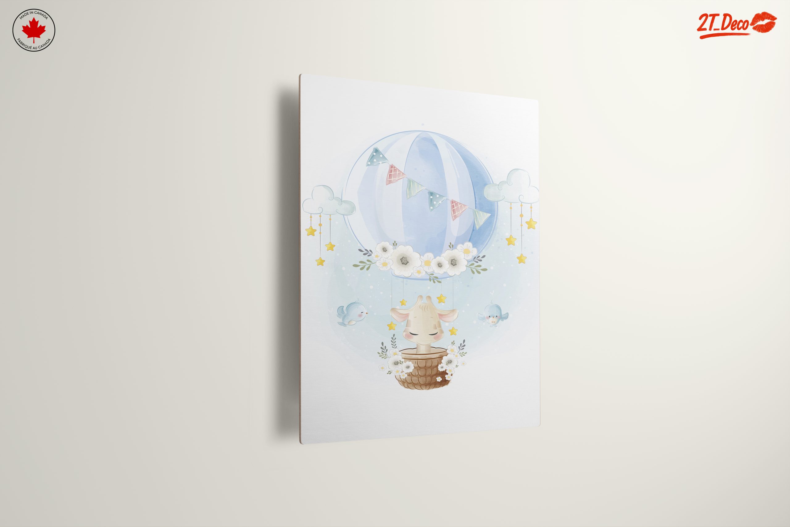 Whimsical Animal Art with Balloon and Clouds - Image 13