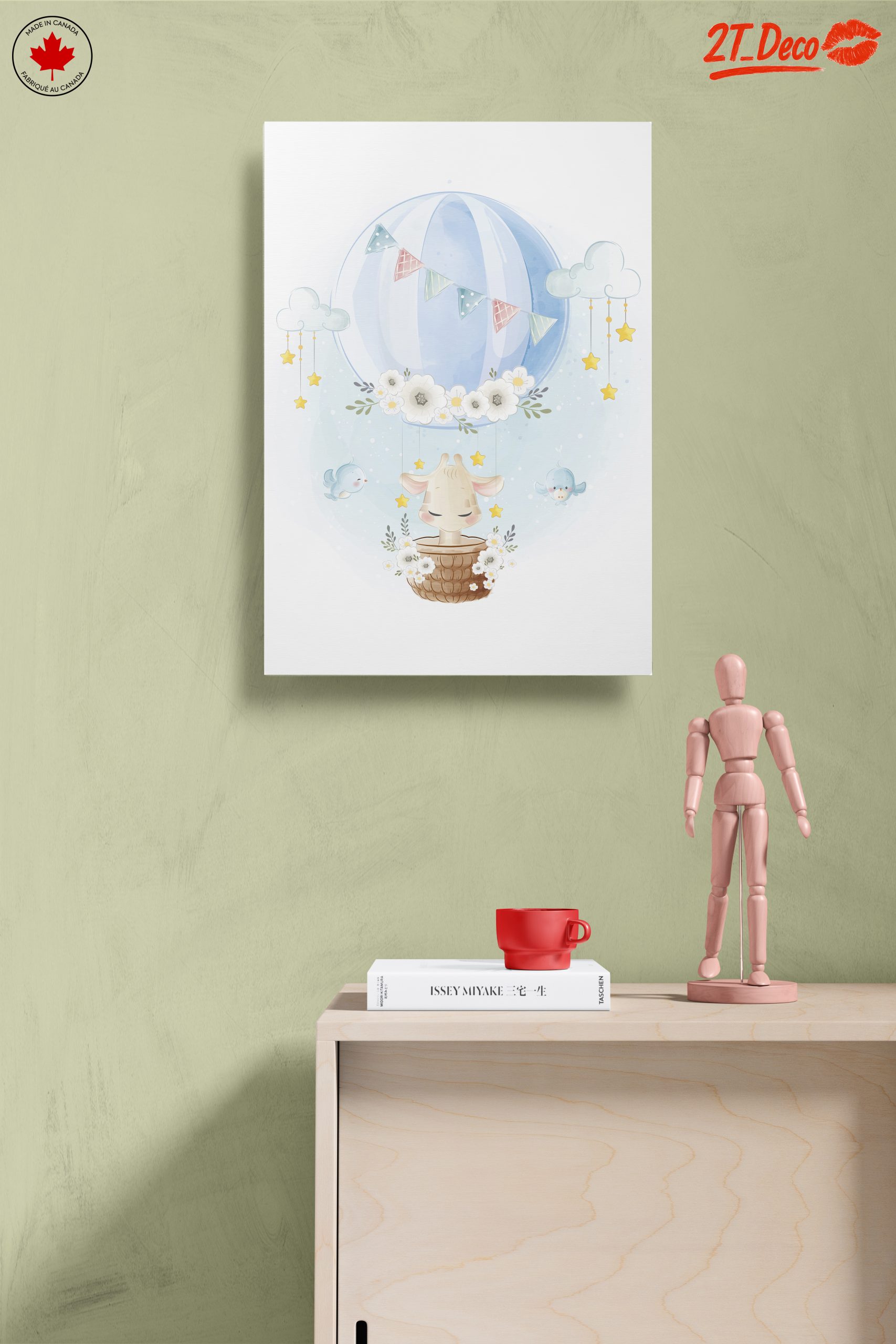 Whimsical Animal Art with Balloon and Clouds - Image 14