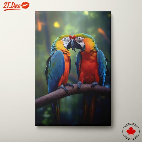 Vibrant Colorful Parrots Pair on Branch