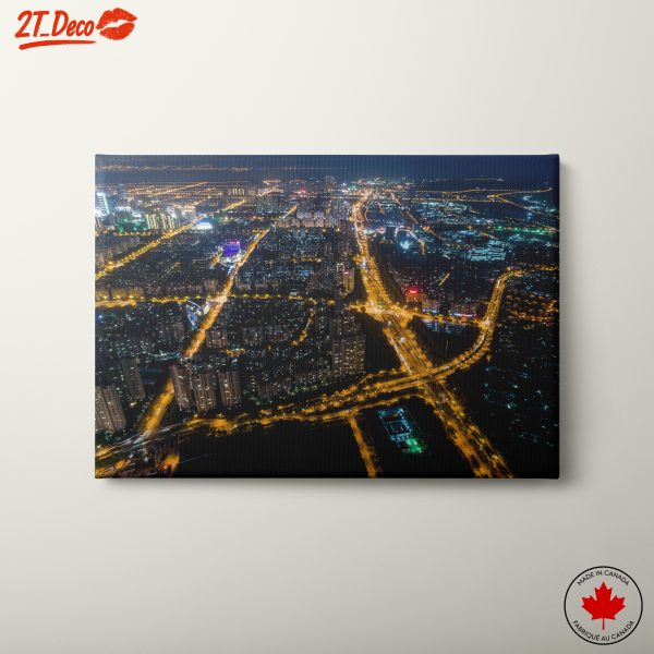Aerial Night View of a Vibrant City