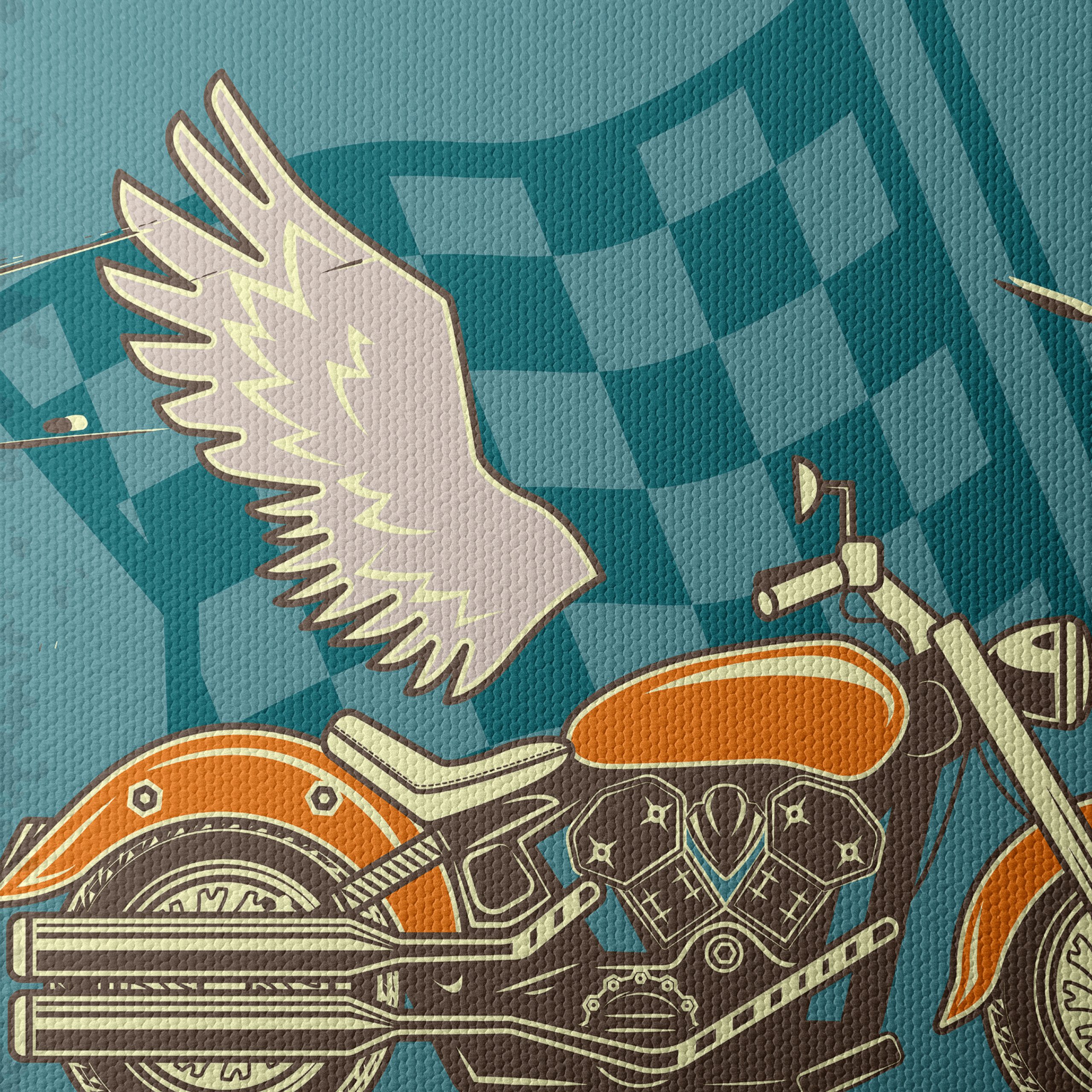 Vintage Motorcycle with Winged Design - Image 4