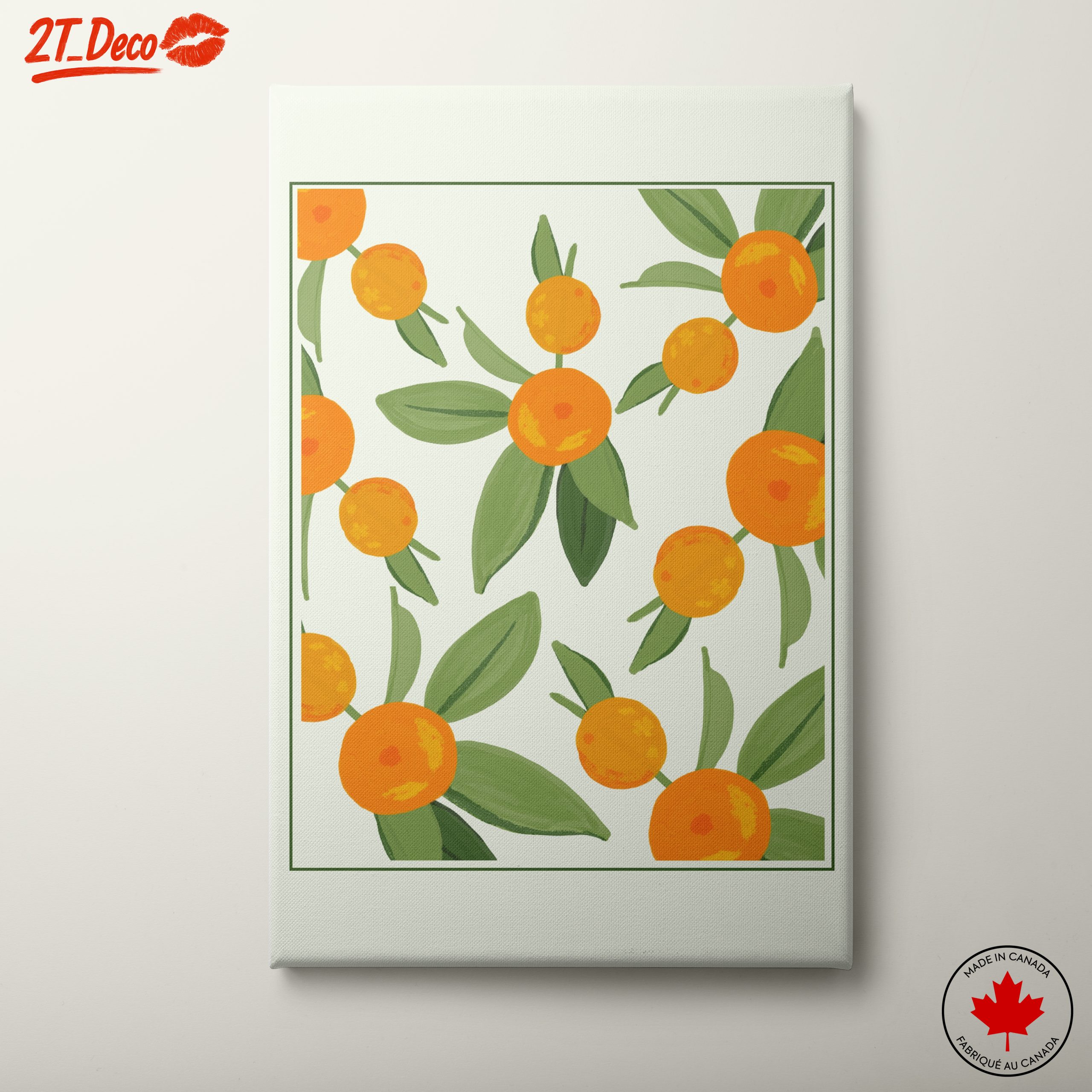 Vibrant Botanical Leaf Art with Oranges