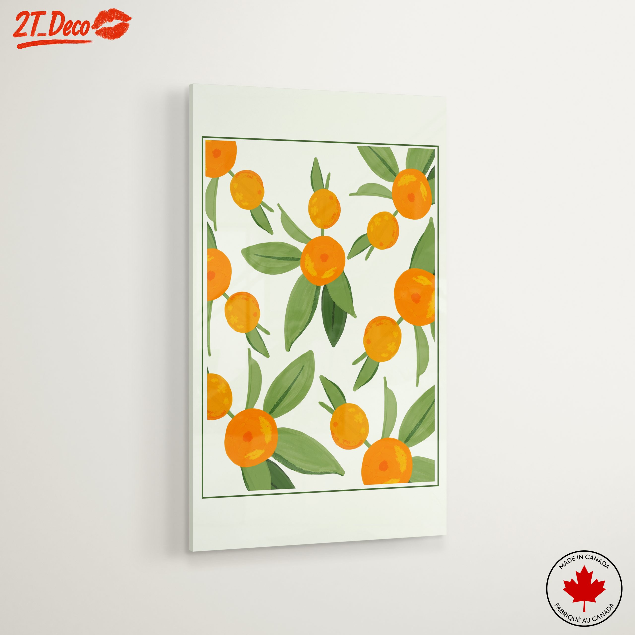 Vibrant Botanical Leaf Art with Oranges - Image 6