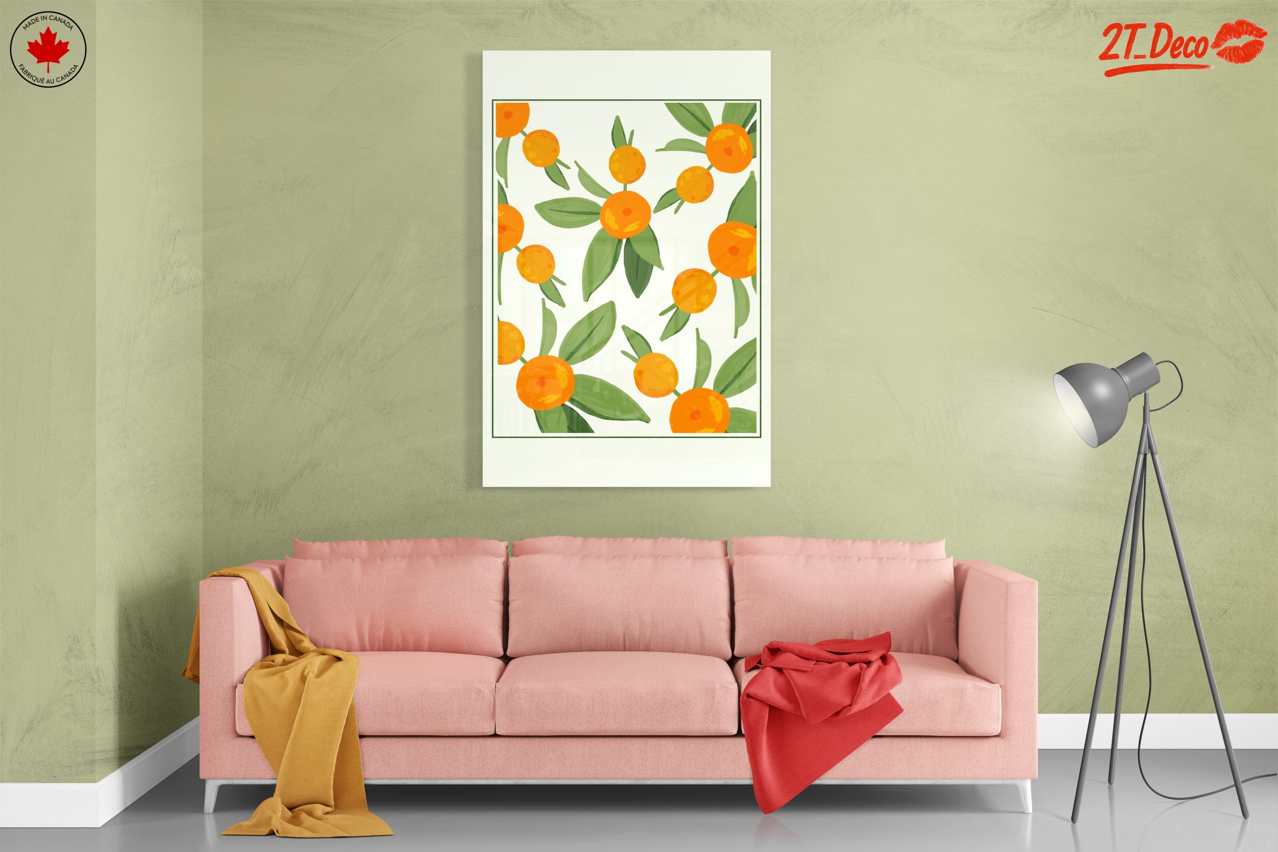 Vibrant Botanical Leaf Art with Oranges - Image 7