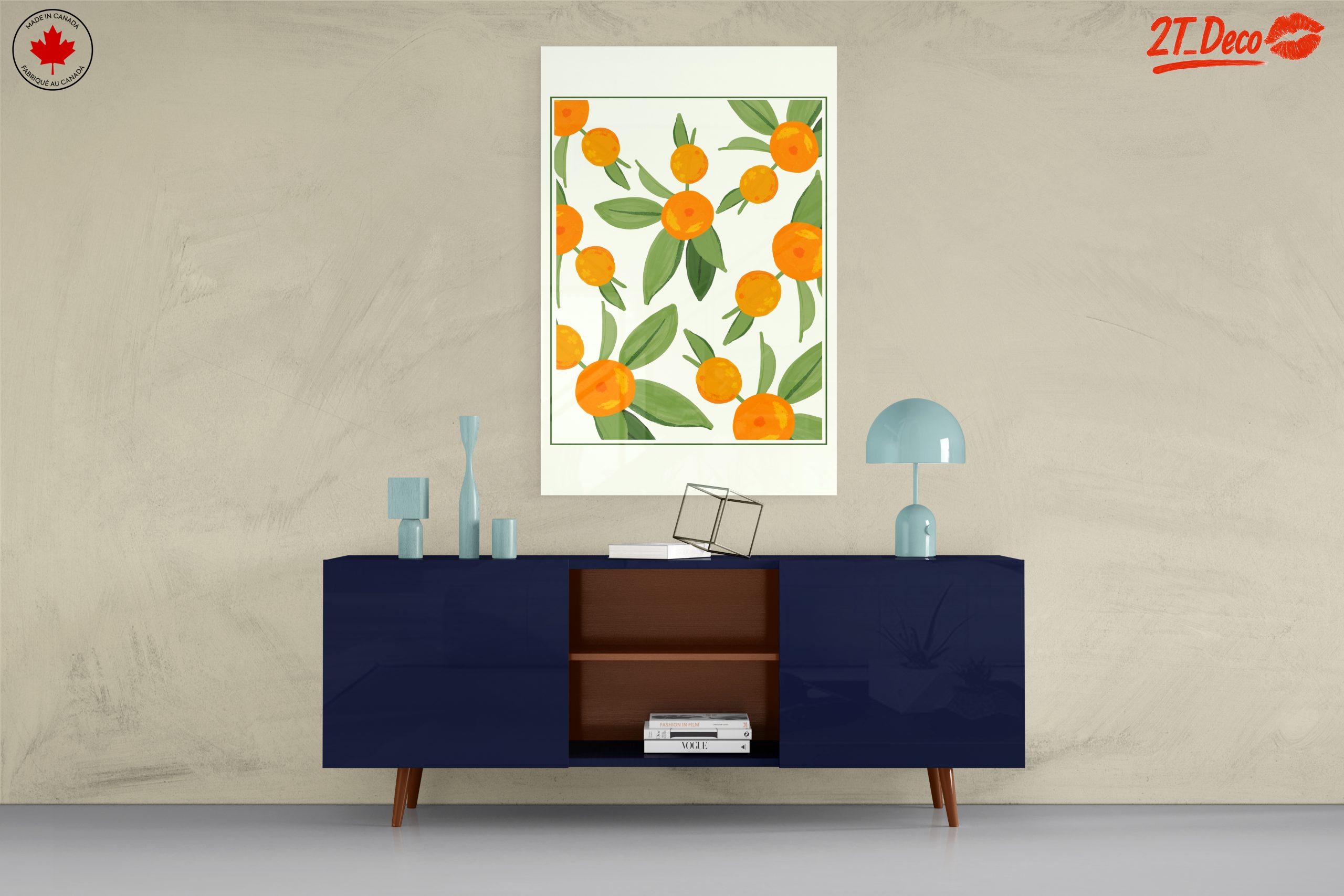 Vibrant Botanical Leaf Art with Oranges - Image 8