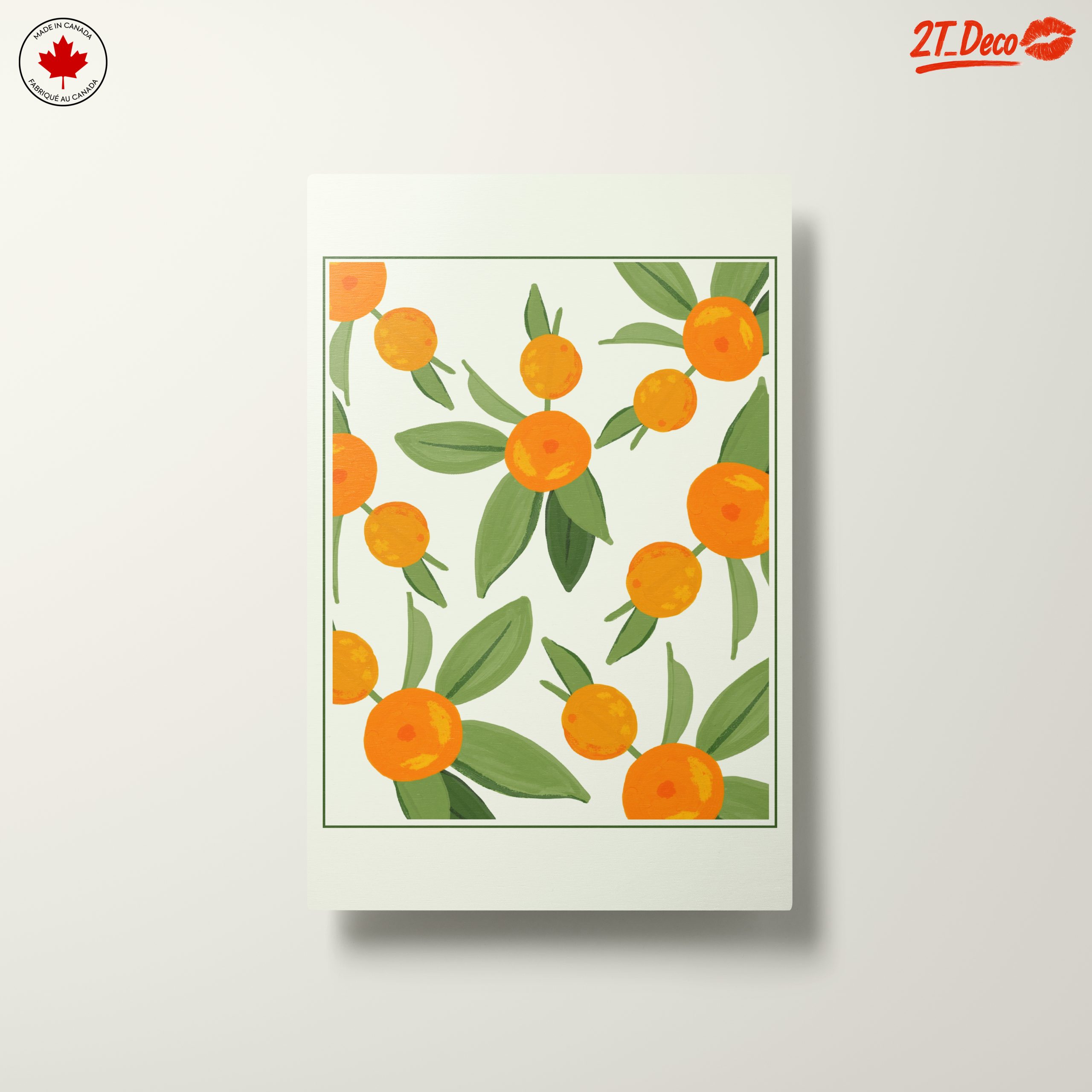 Vibrant Botanical Leaf Art with Oranges - Image 10