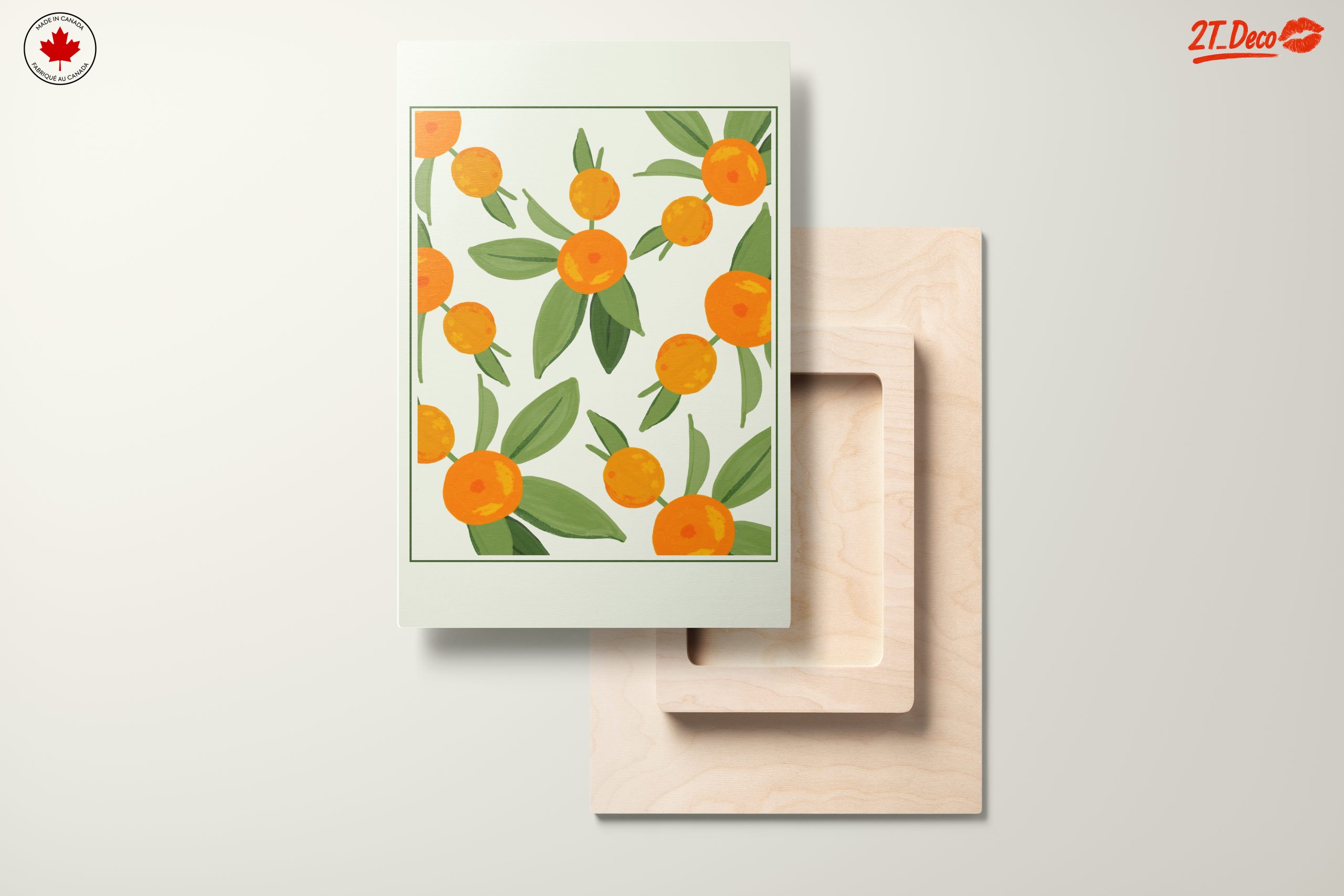 Vibrant Botanical Leaf Art with Oranges - Image 11