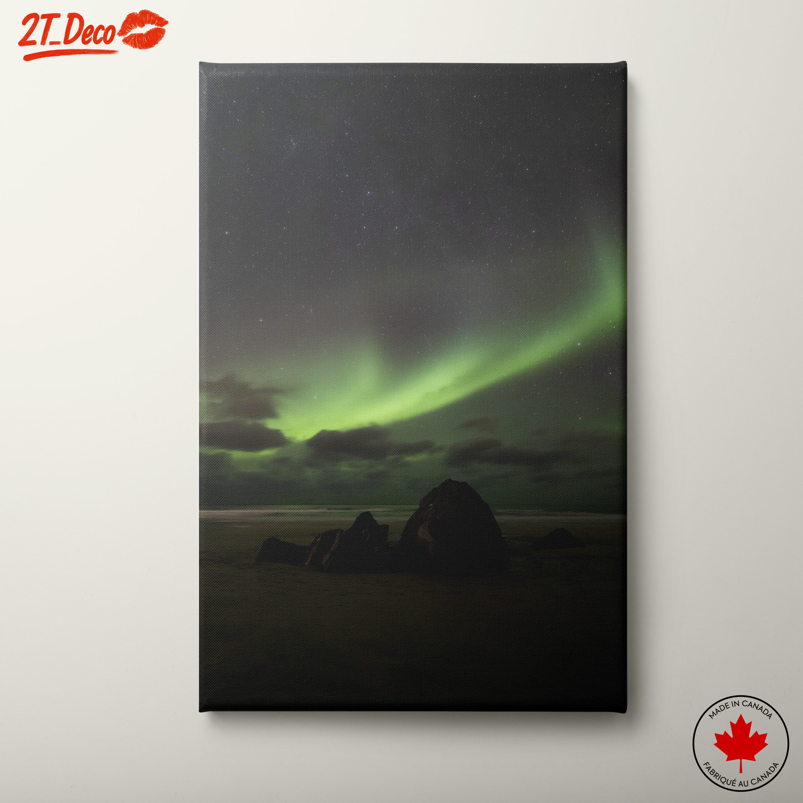 Aurora Borealis Over Serene Beach
