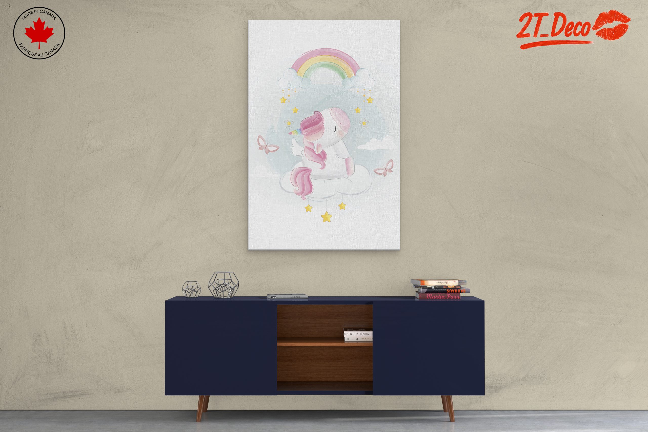 Magical Unicorn Art with Rainbow and Clouds - Image 3