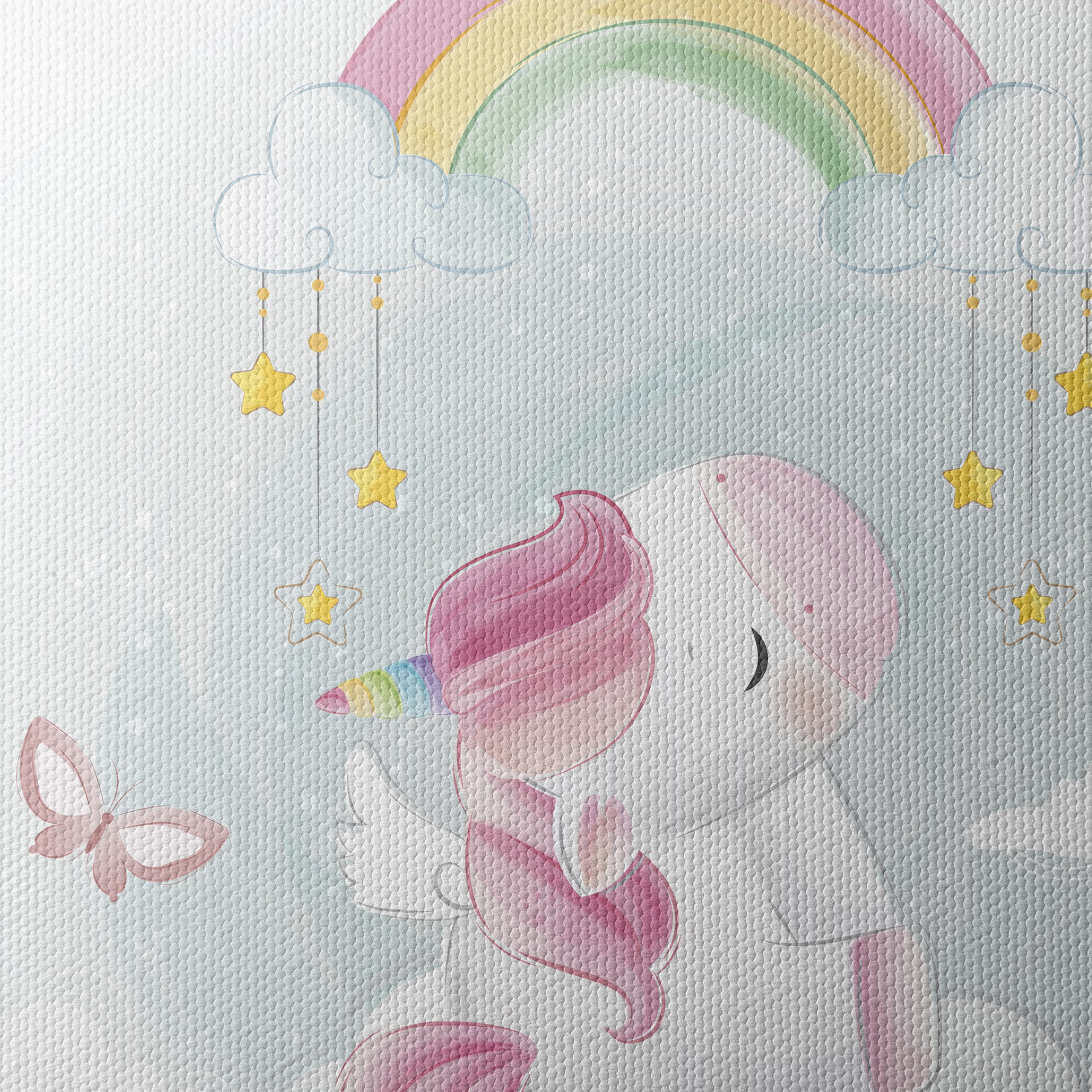Magical Unicorn Art with Rainbow and Clouds - Image 4
