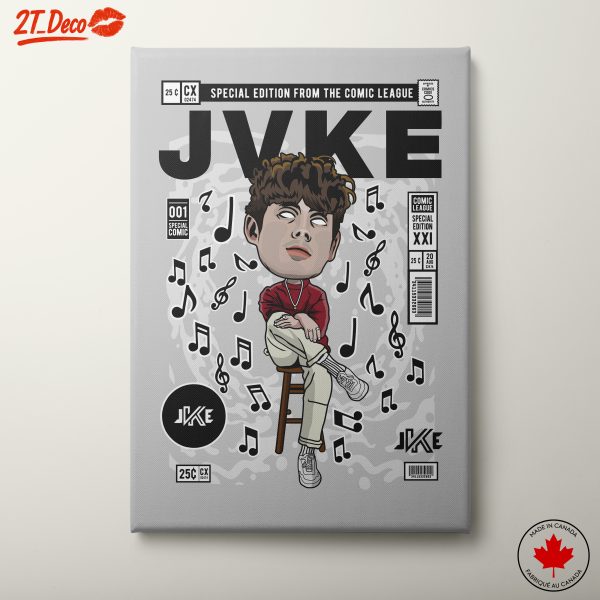 Stylized Comic Character with Music Notes