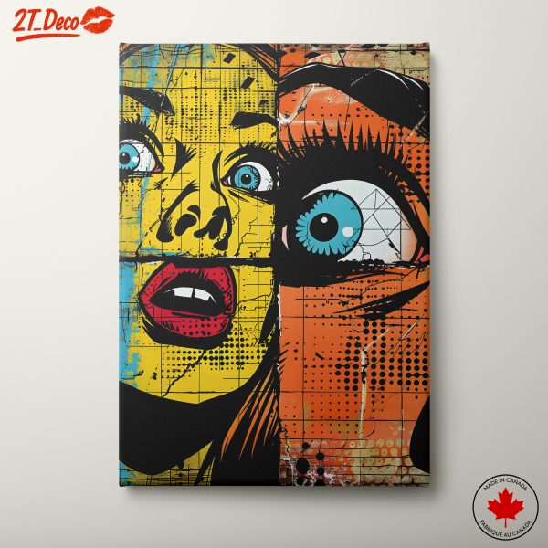 Vibrant Pop Art Faces in Comic Style