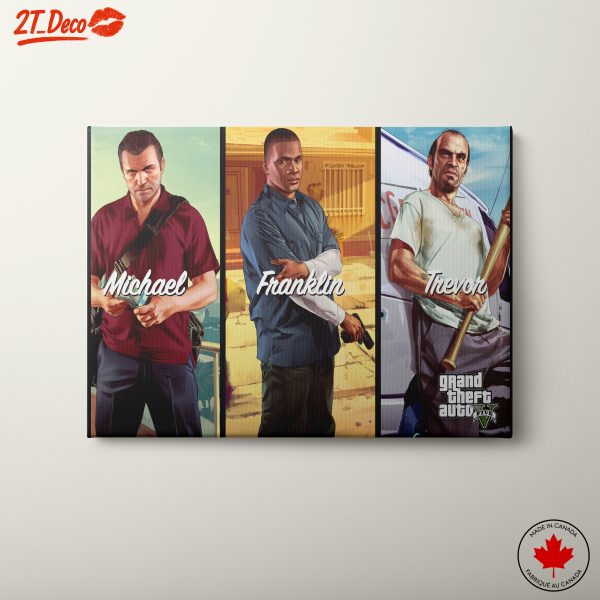 Grand Theft Auto Character Art Featuring Michael, Franklin, and Trevor