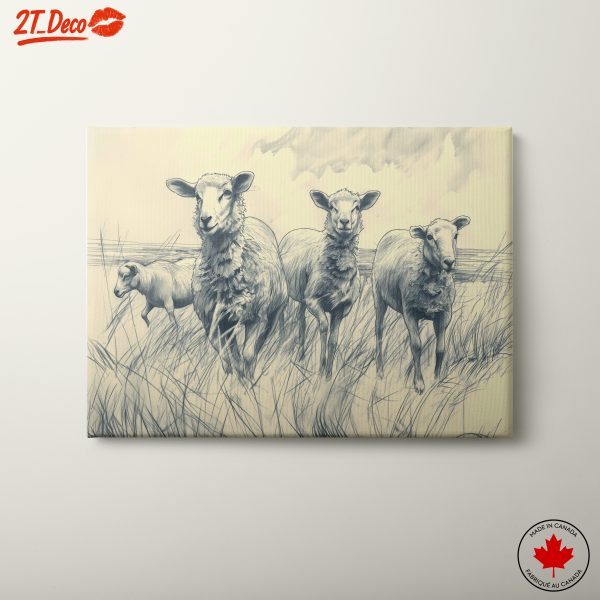 Realistic Farm Animal Artwork Featuring Sheep