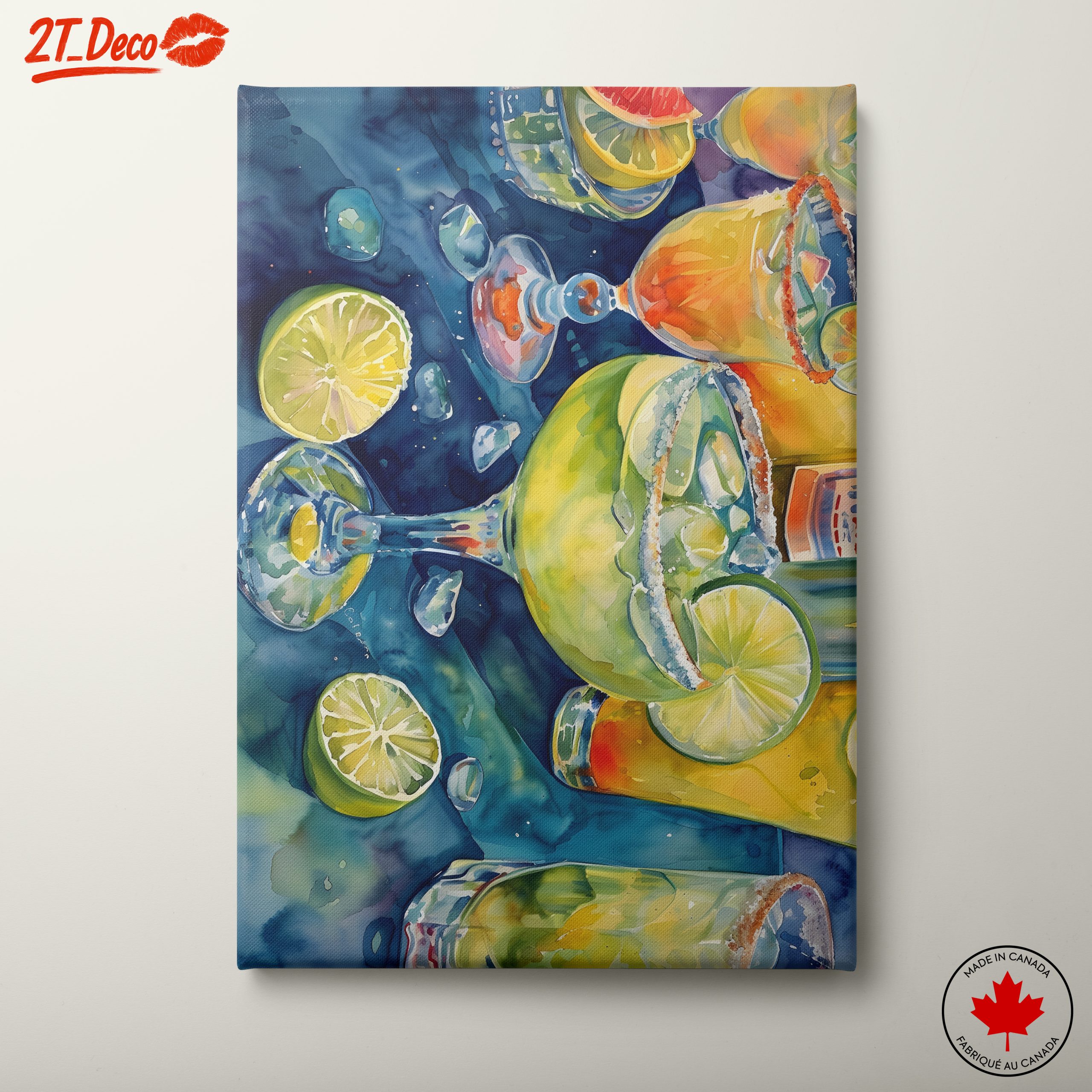 Colorful Beverage Artwork with Fresh Fruits