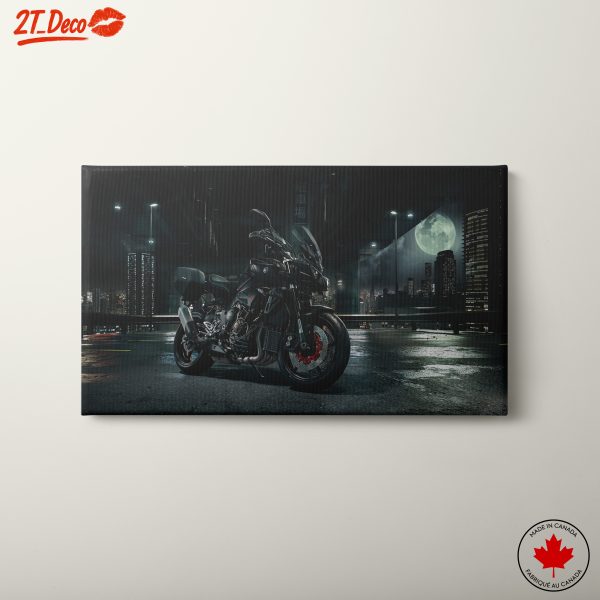 Modern Motorcycle in Urban Night Scene