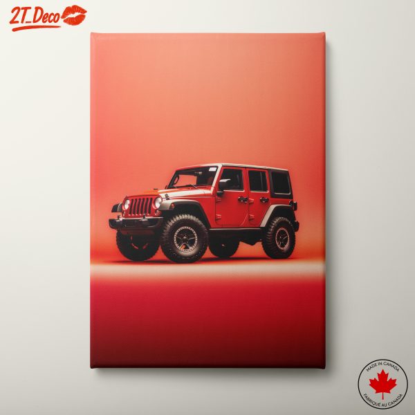 Red Jeep Against Vibrant Background