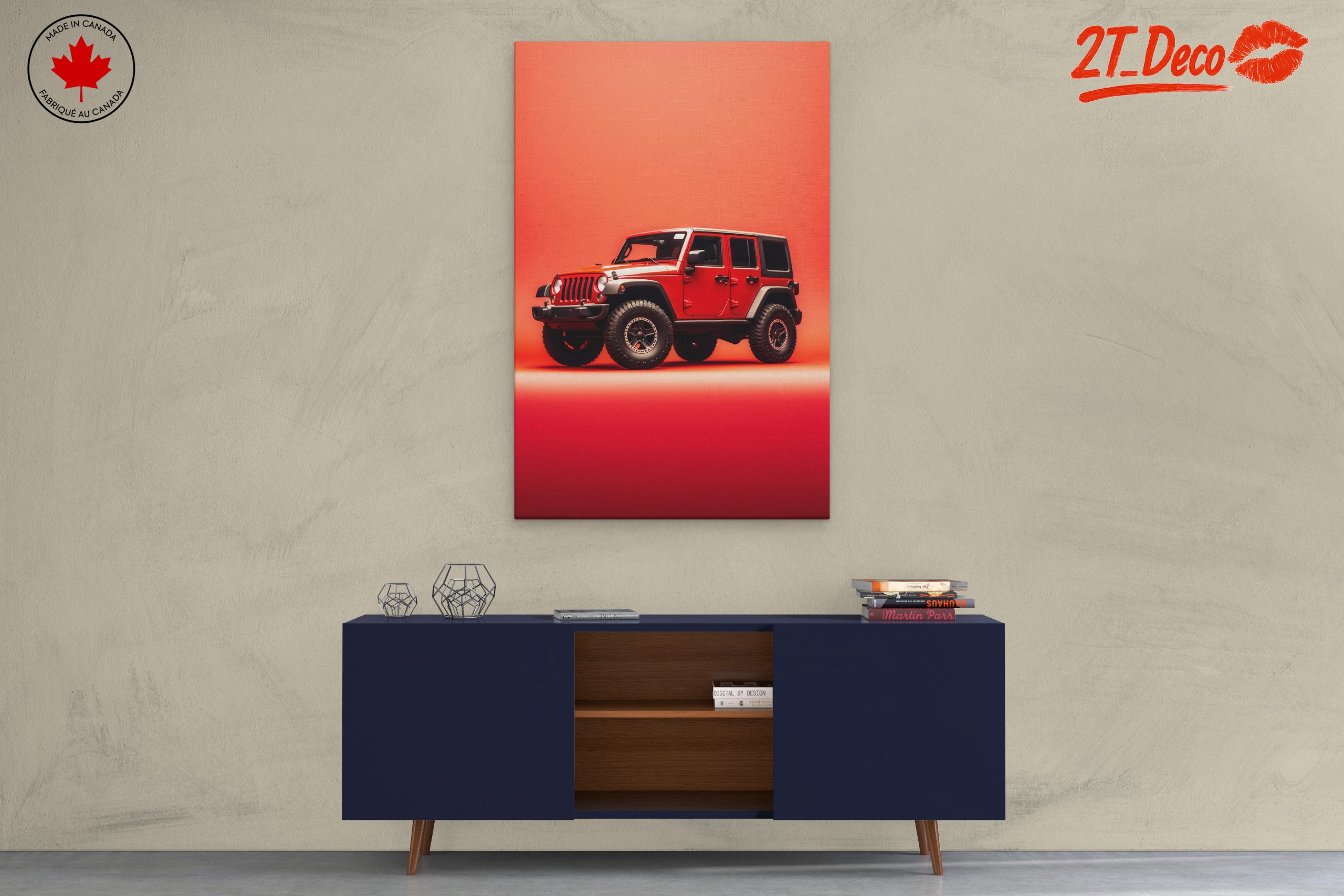 Red Jeep Against Vibrant Background - Image 3