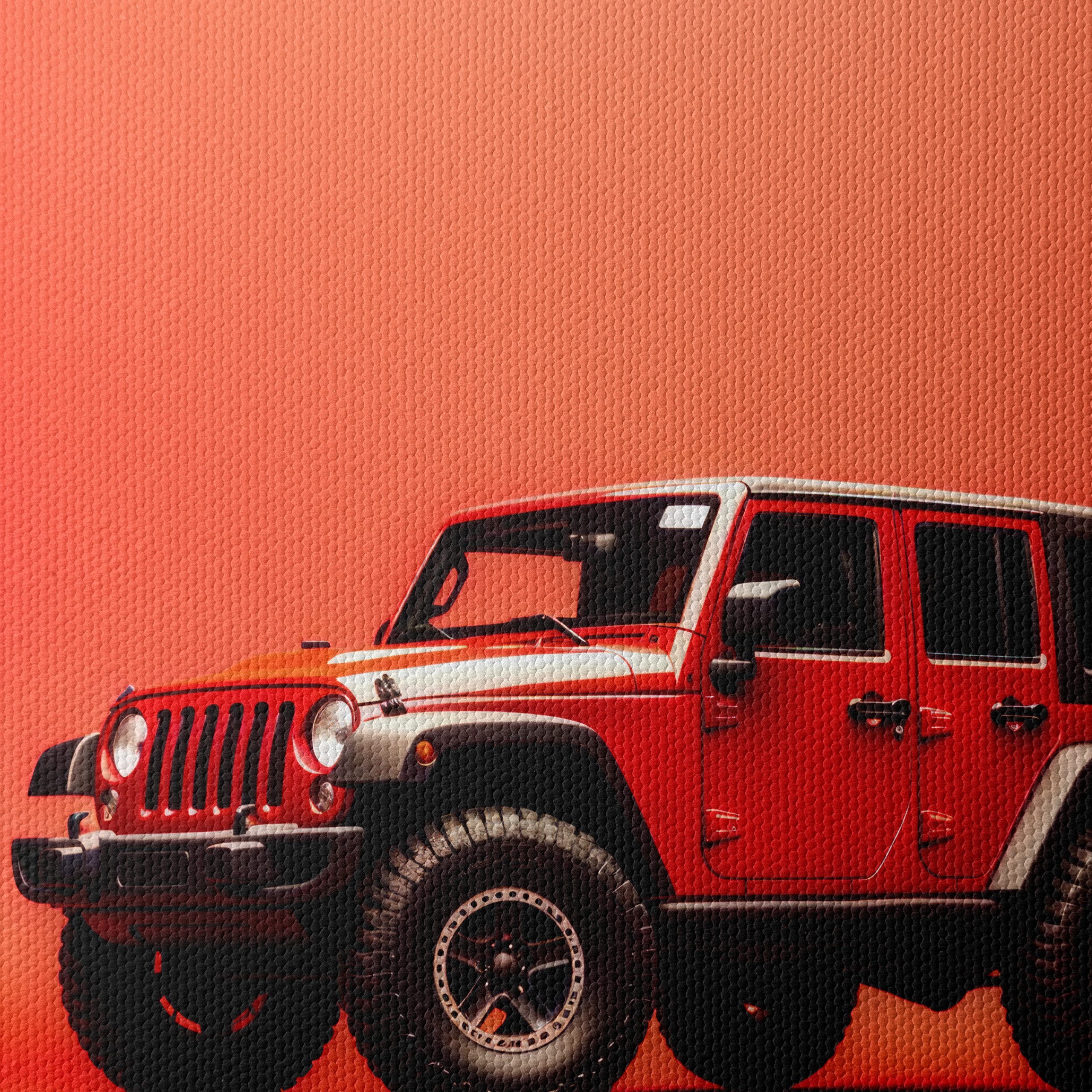 Red Jeep Against Vibrant Background - Image 4