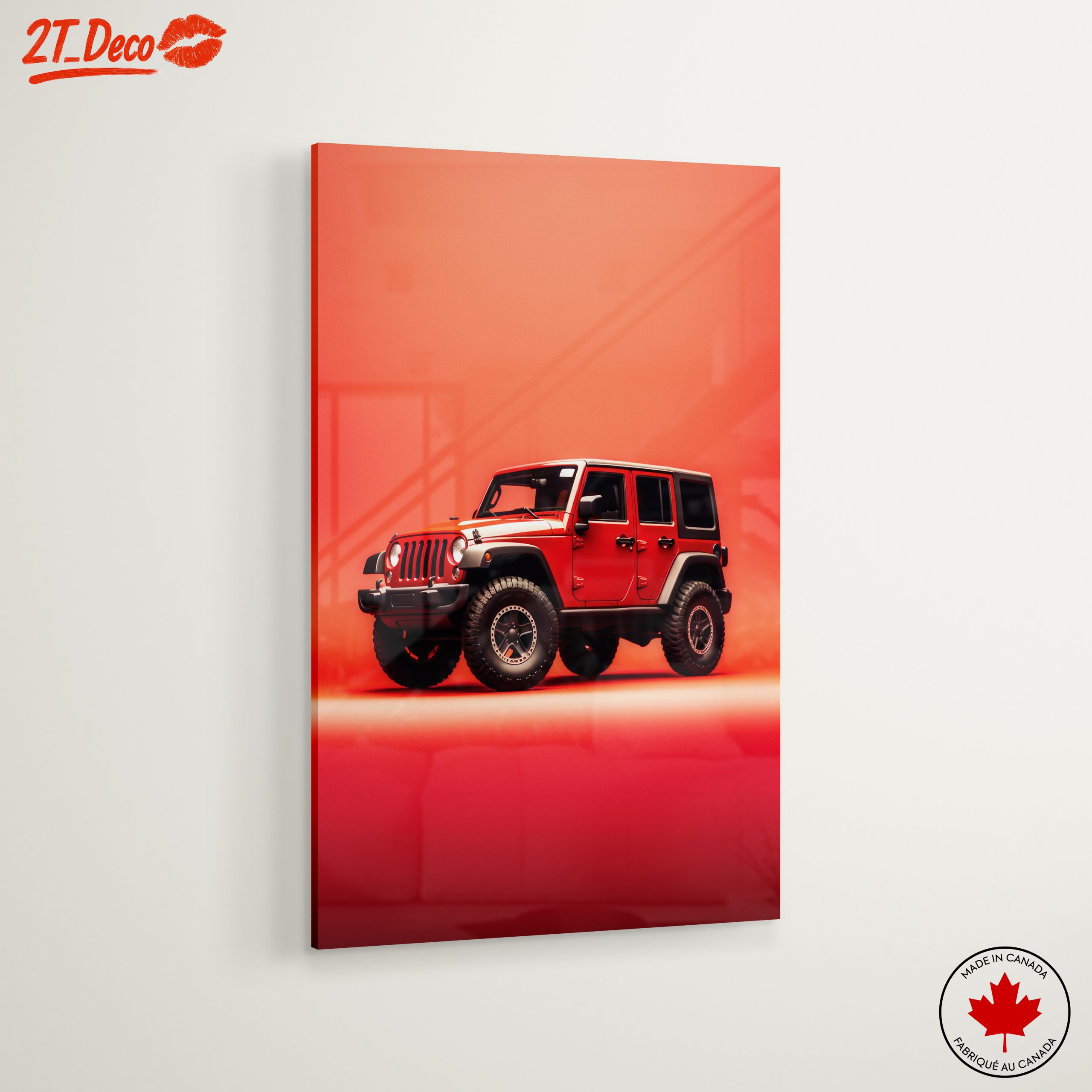 Red Jeep Against Vibrant Background - Image 6