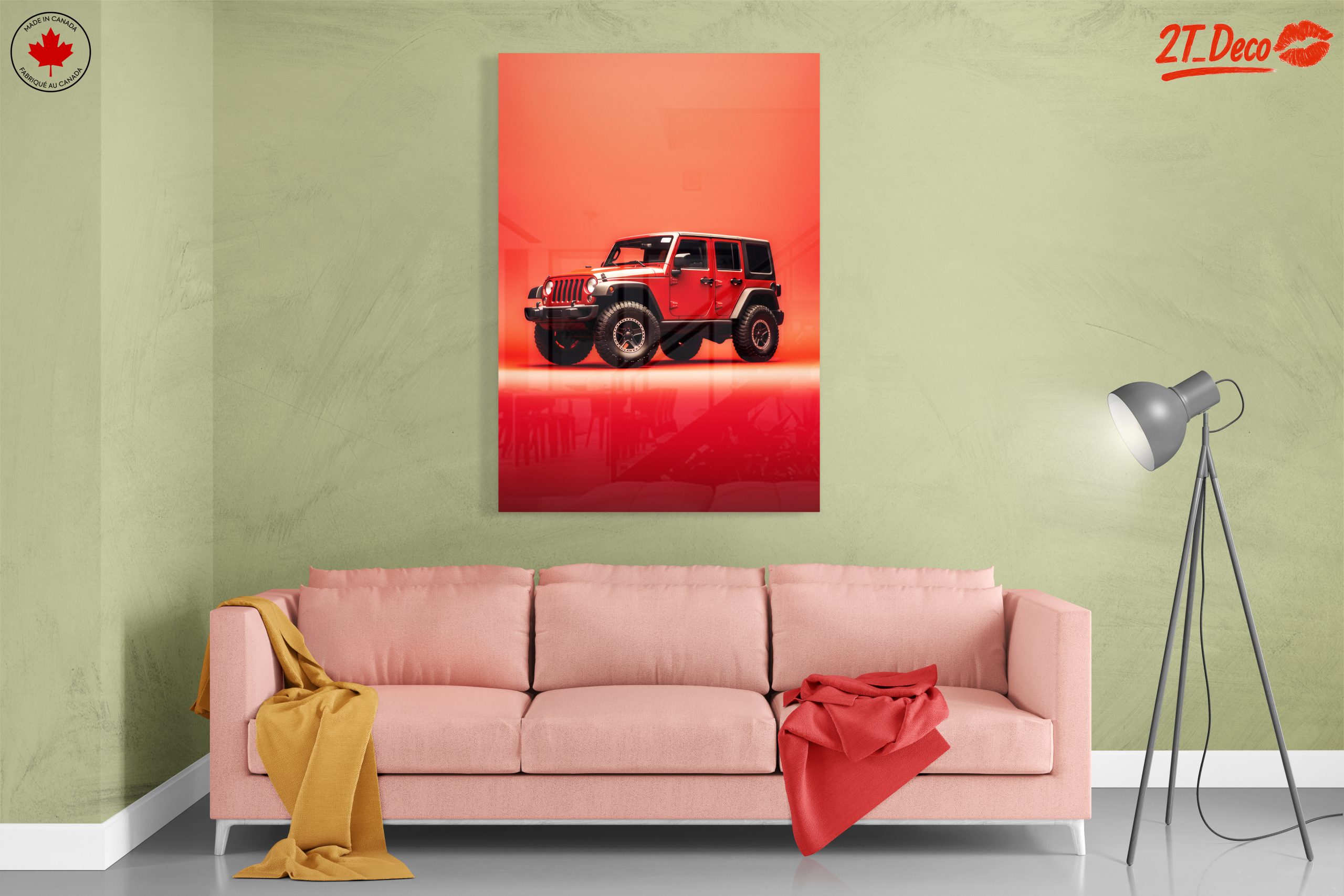 Red Jeep Against Vibrant Background - Image 7
