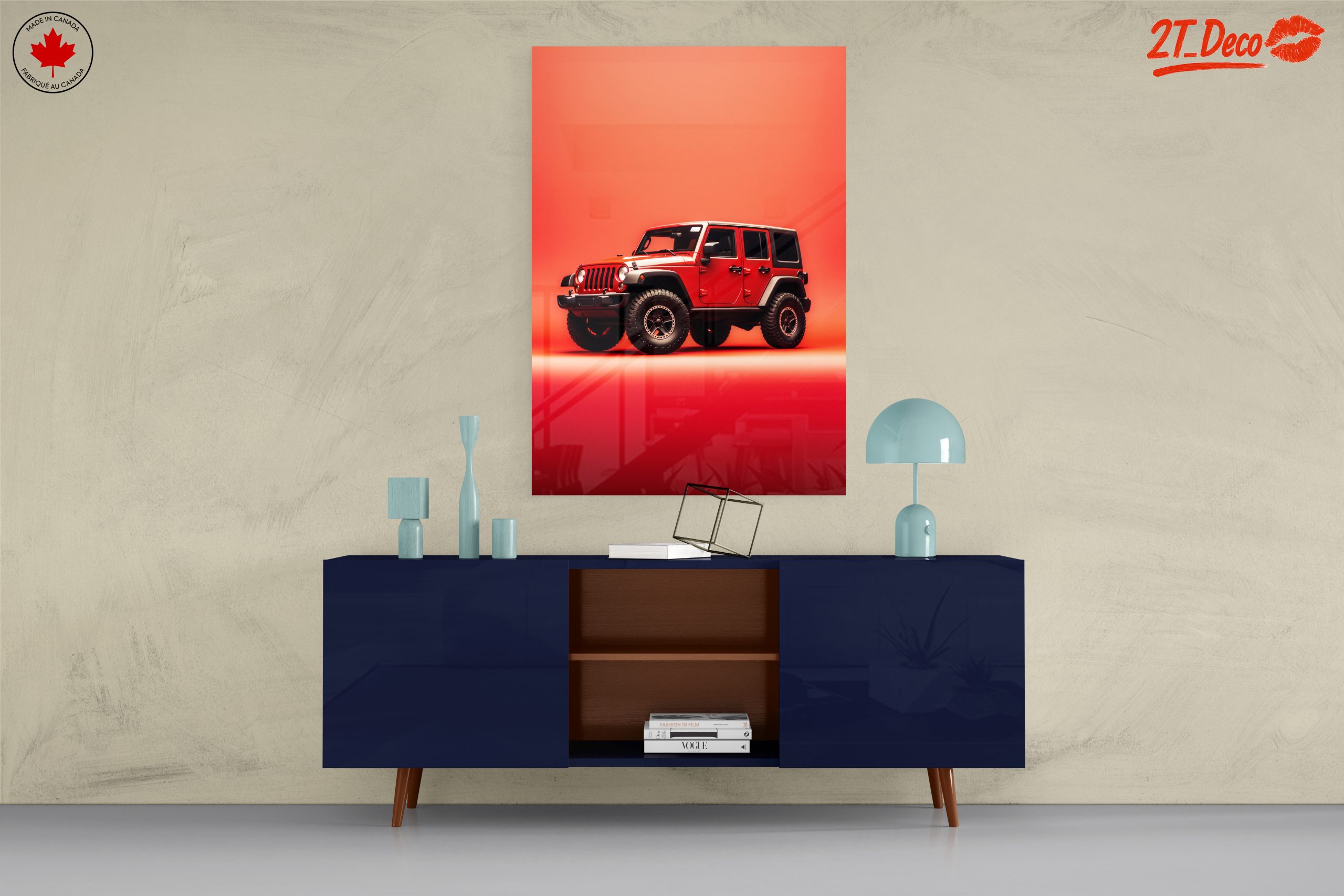 Red Jeep Against Vibrant Background - Image 8