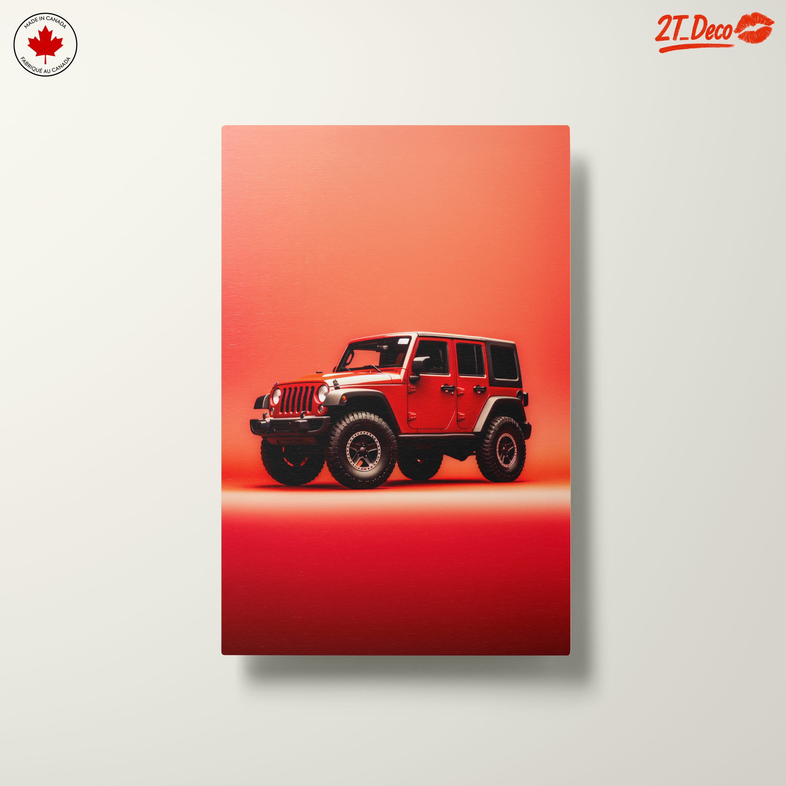 Red Jeep Against Vibrant Background - Image 10