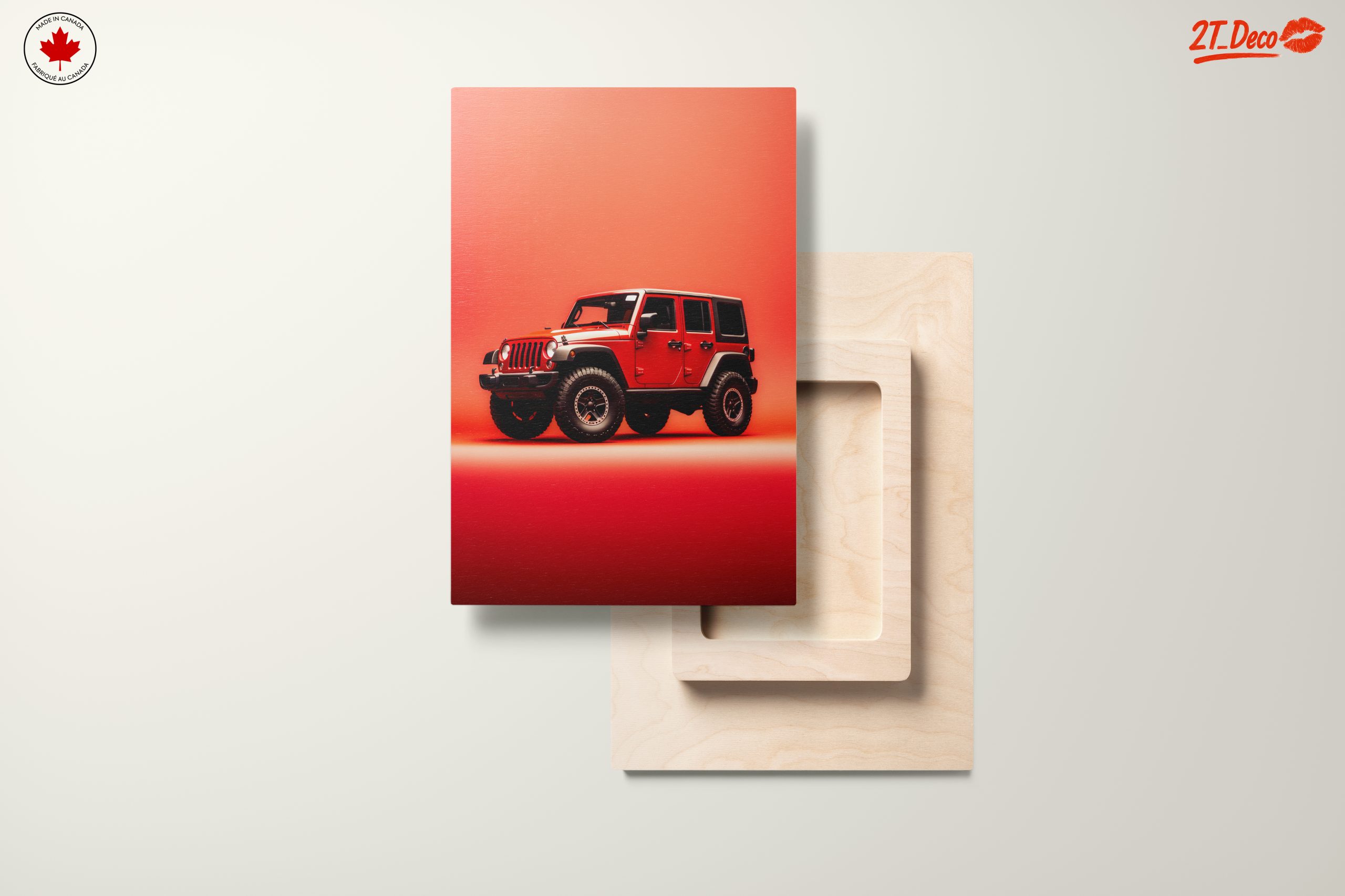 Red Jeep Against Vibrant Background - Image 11