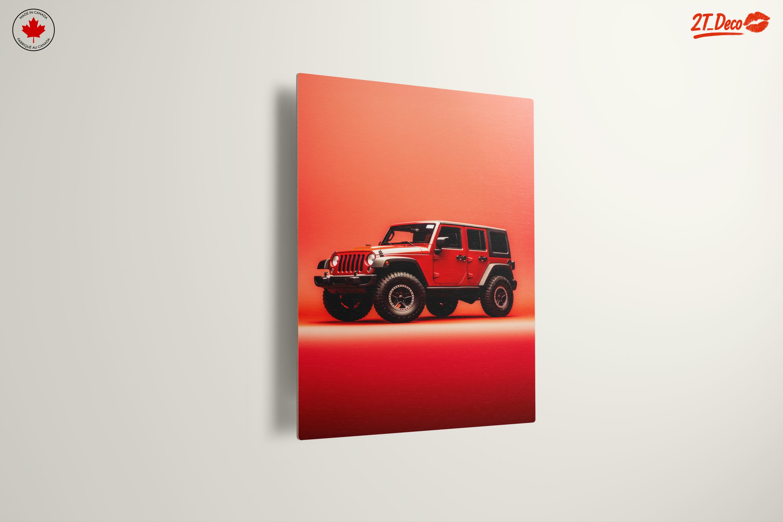 Red Jeep Against Vibrant Background - Image 13