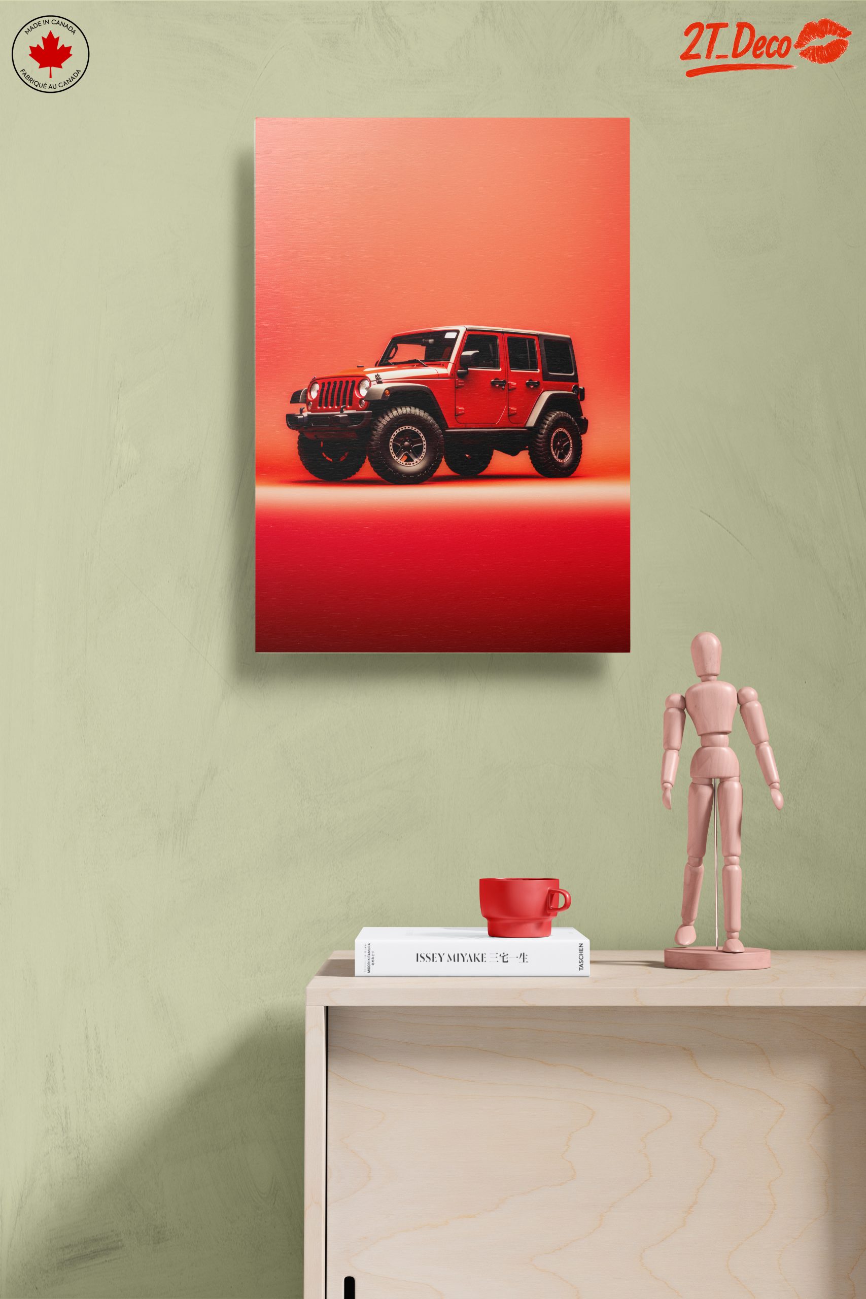 Red Jeep Against Vibrant Background - Image 14