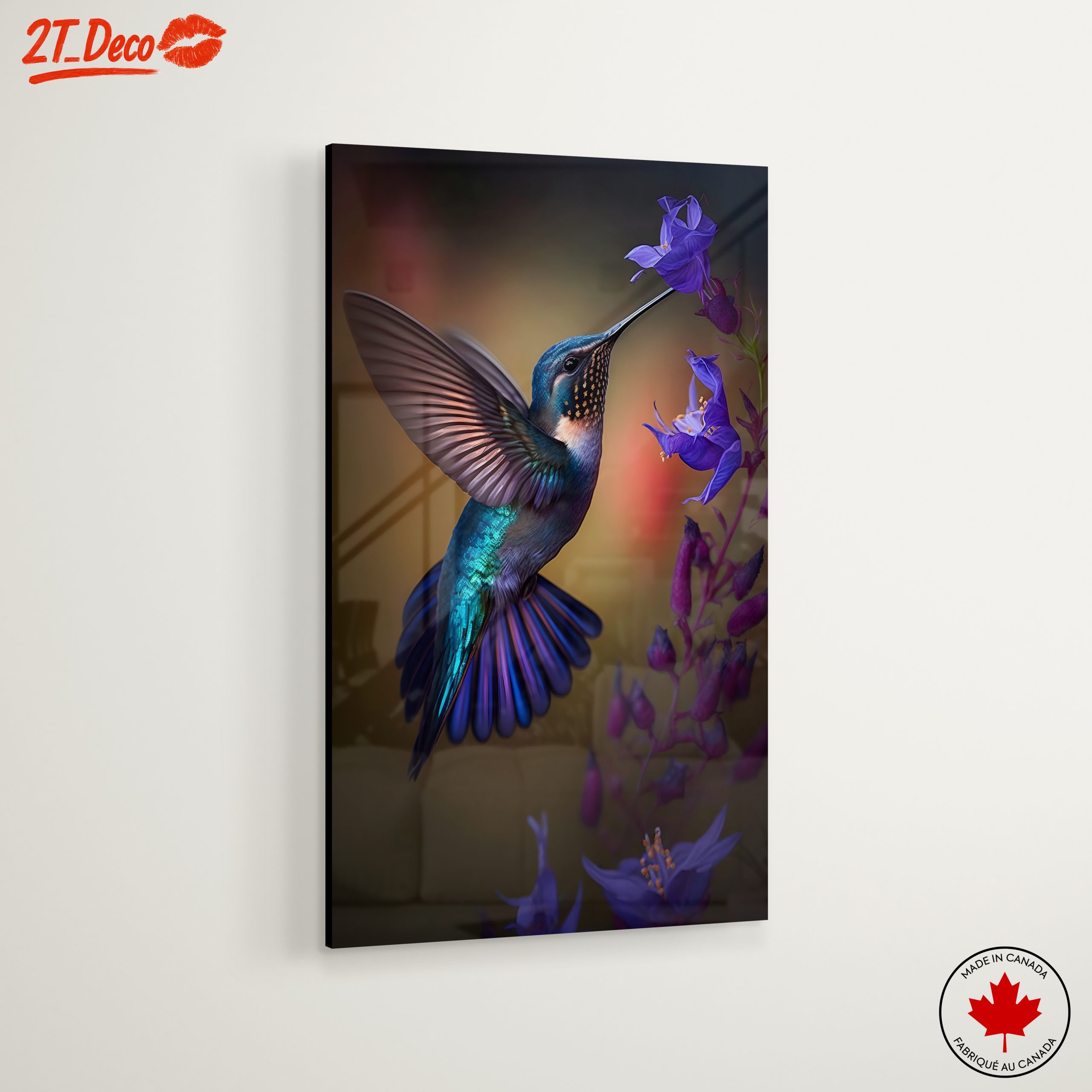 Colorful Hummingbird Feeding on Purple Flowers - Image 6