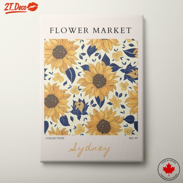 Vibrant Flower Market Art Featuring Sunflowers