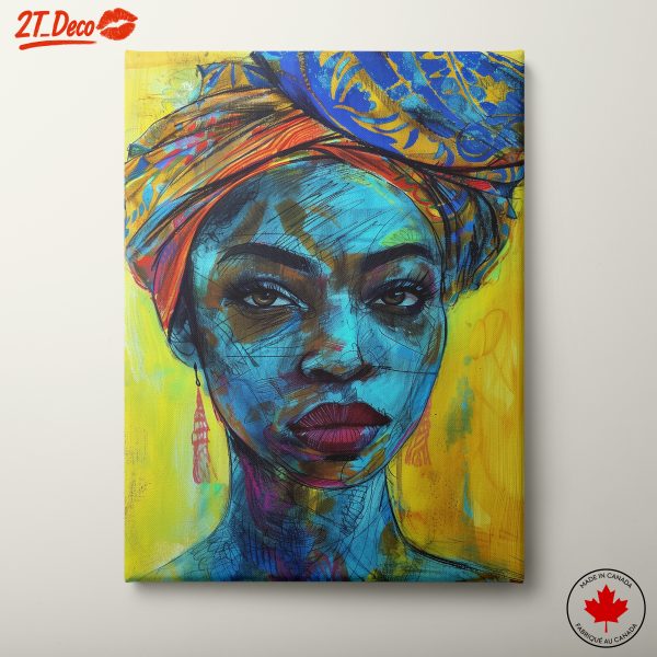 Vibrant Afro Art Portrait with Turban