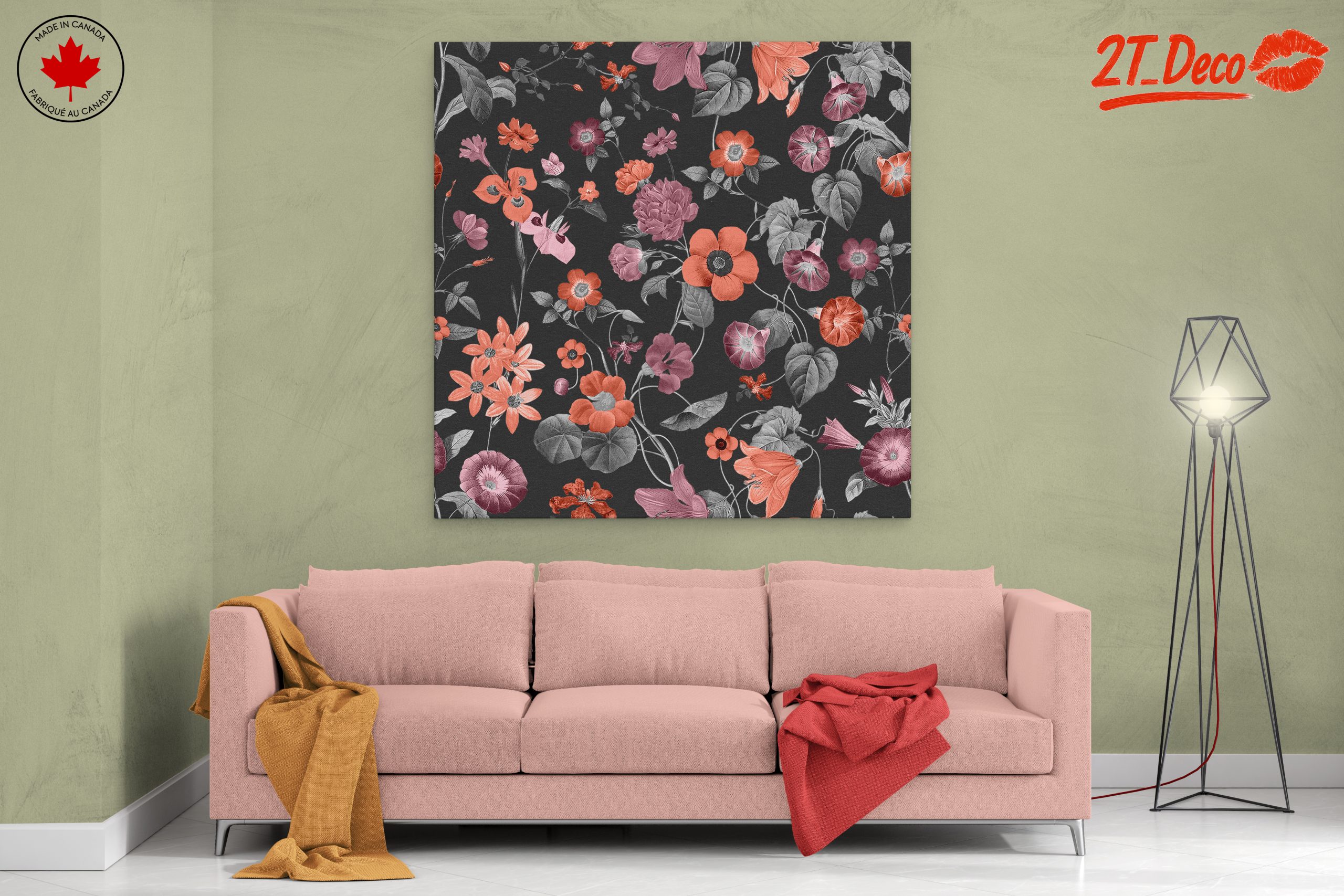 Floral Pattern Art with Dark Background - Image 2