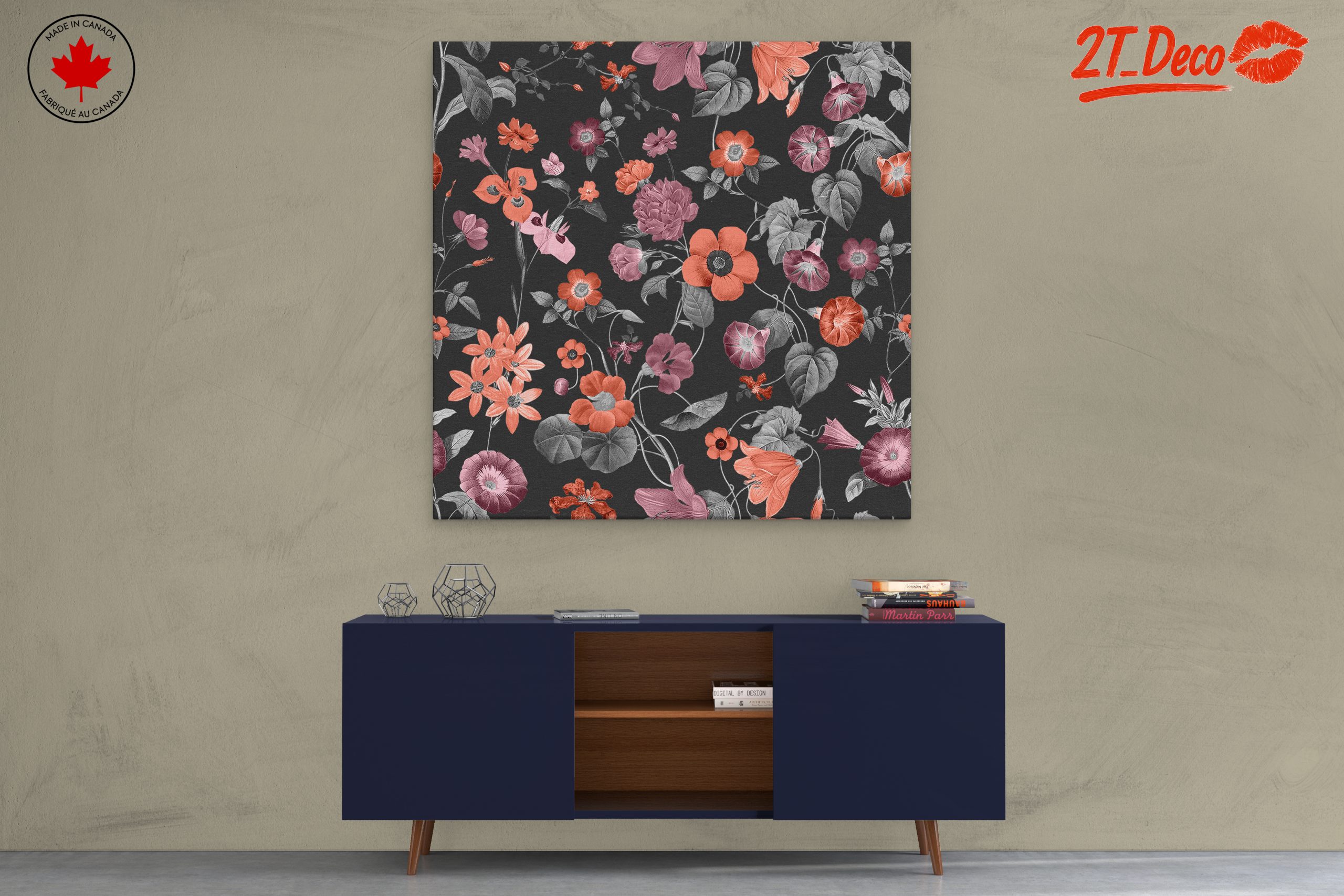 Floral Pattern Art with Dark Background - Image 3