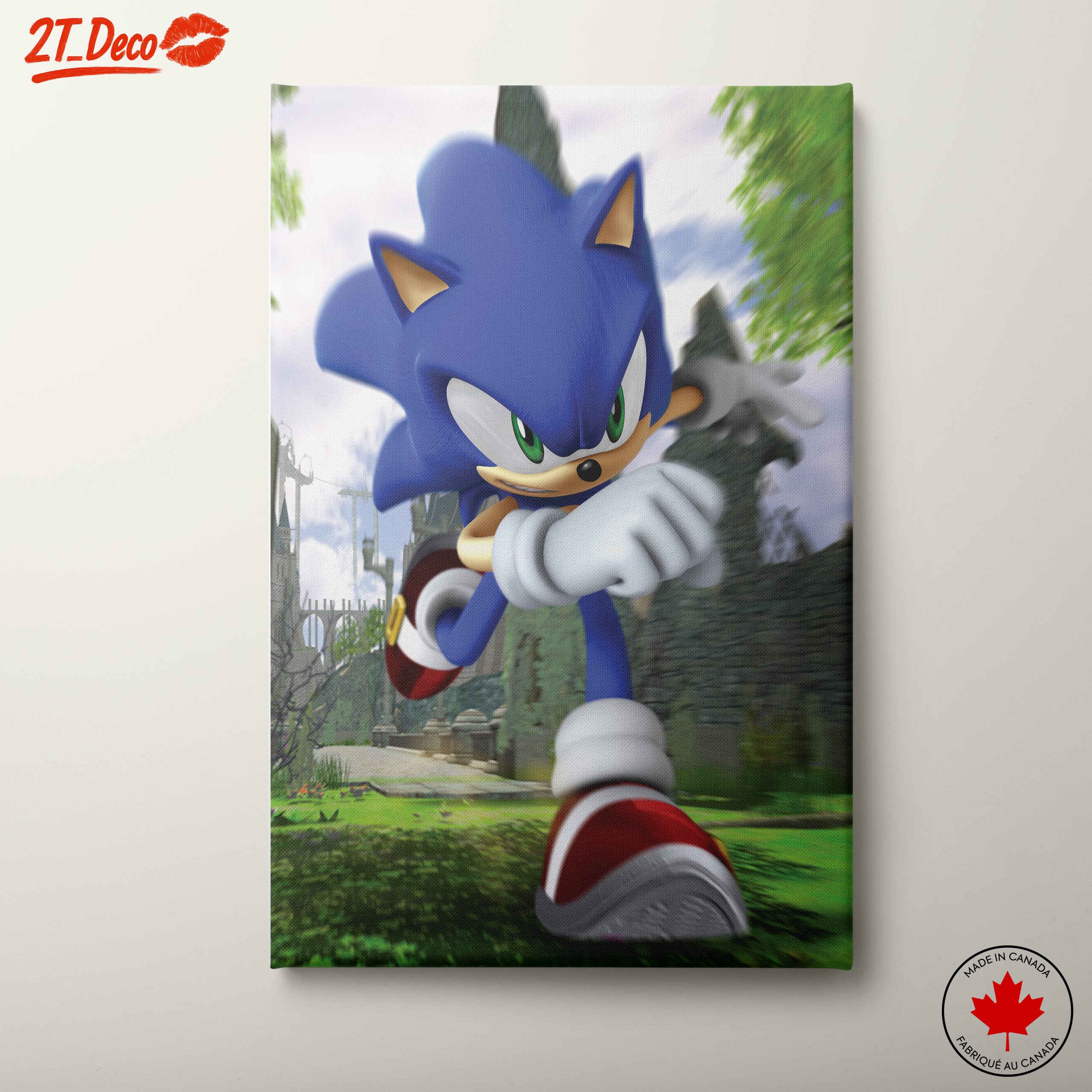 Sonic the Hedgehog Running in a Lush Landscape