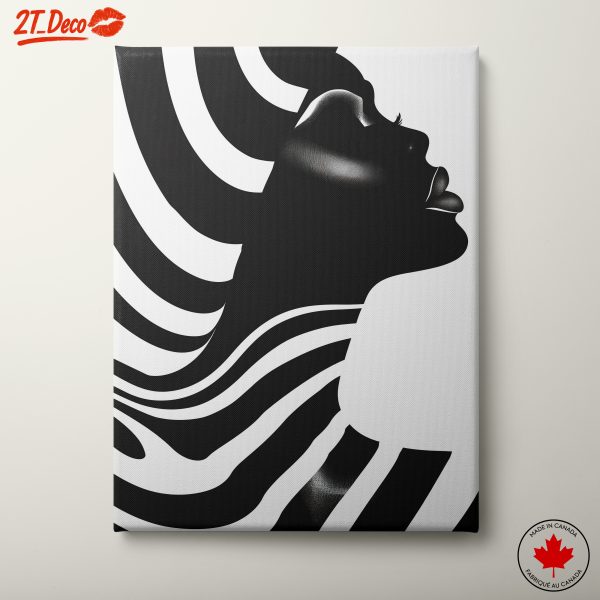 Stylized Afro Art Portrait with Stripes