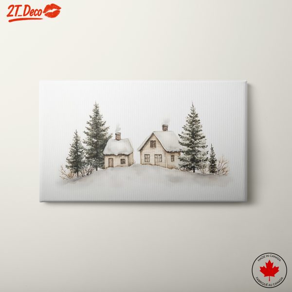 Charming Winter Landscape with Cozy Cabins