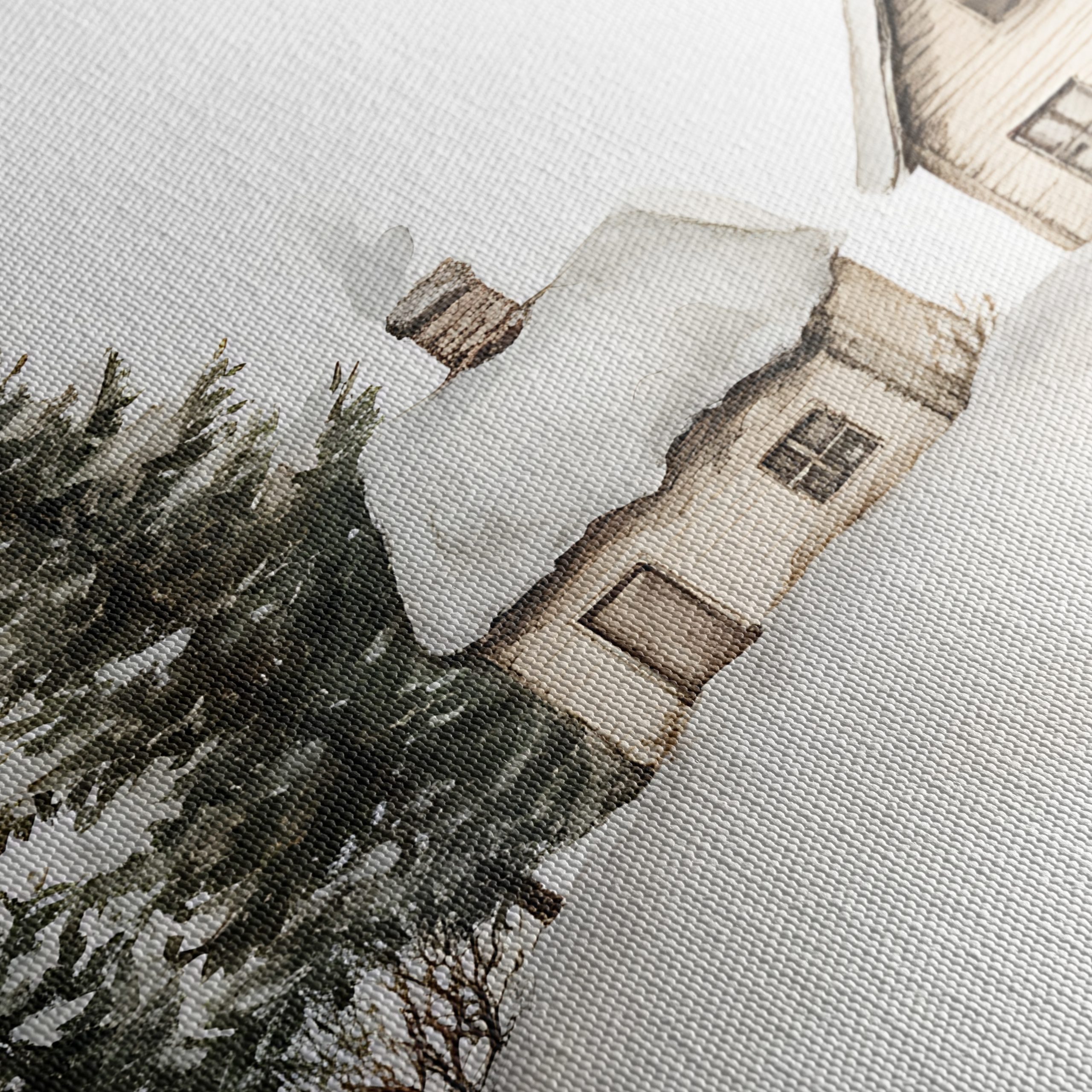 Charming Winter Landscape with Cozy Cabins - Image 5