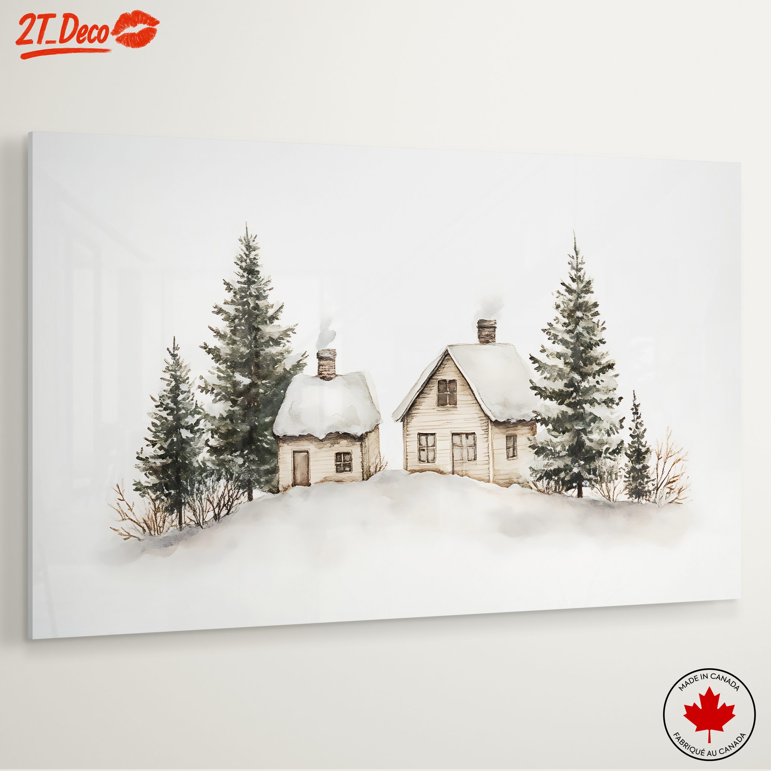 Charming Winter Landscape with Cozy Cabins - Image 6