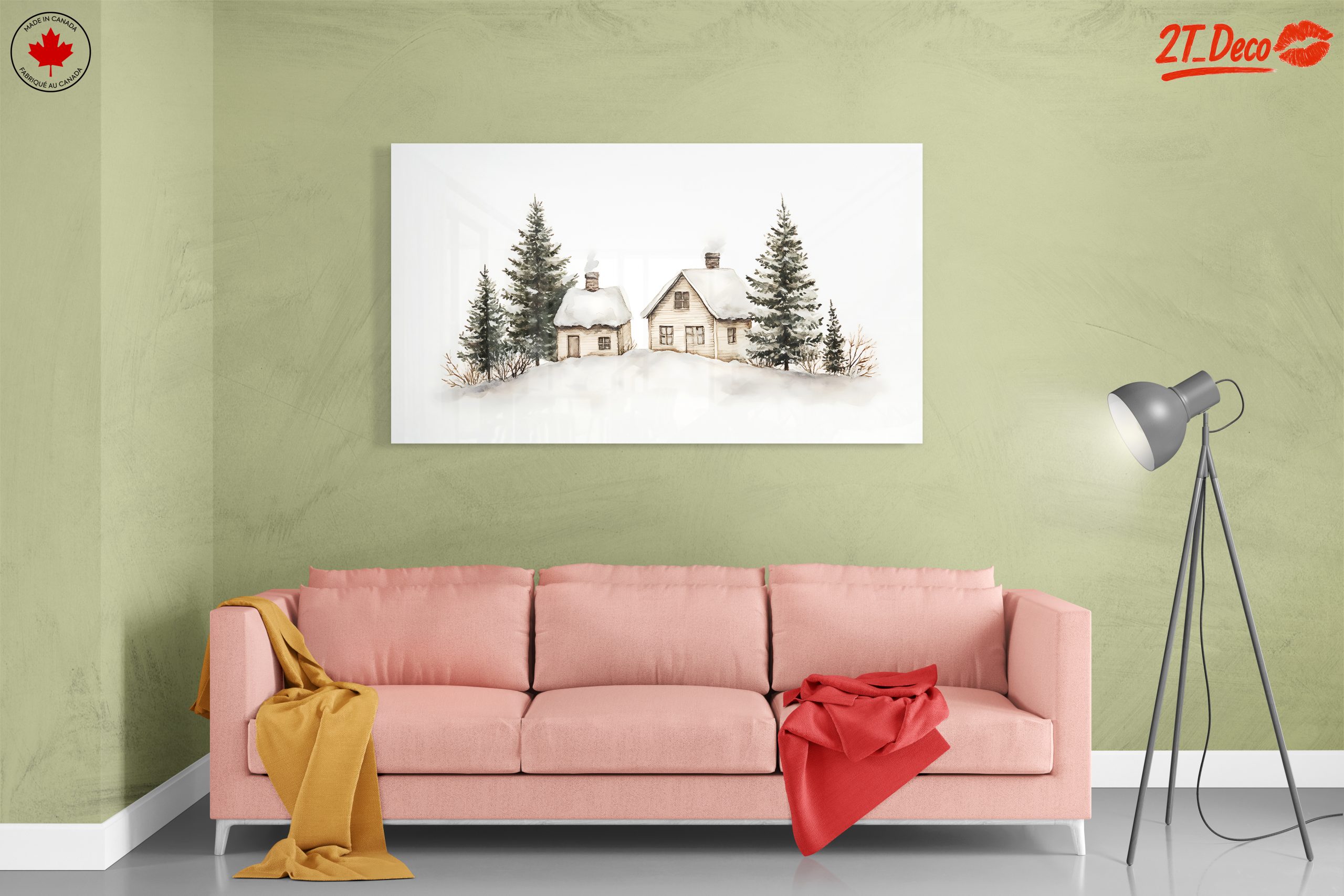 Charming Winter Landscape with Cozy Cabins - Image 7