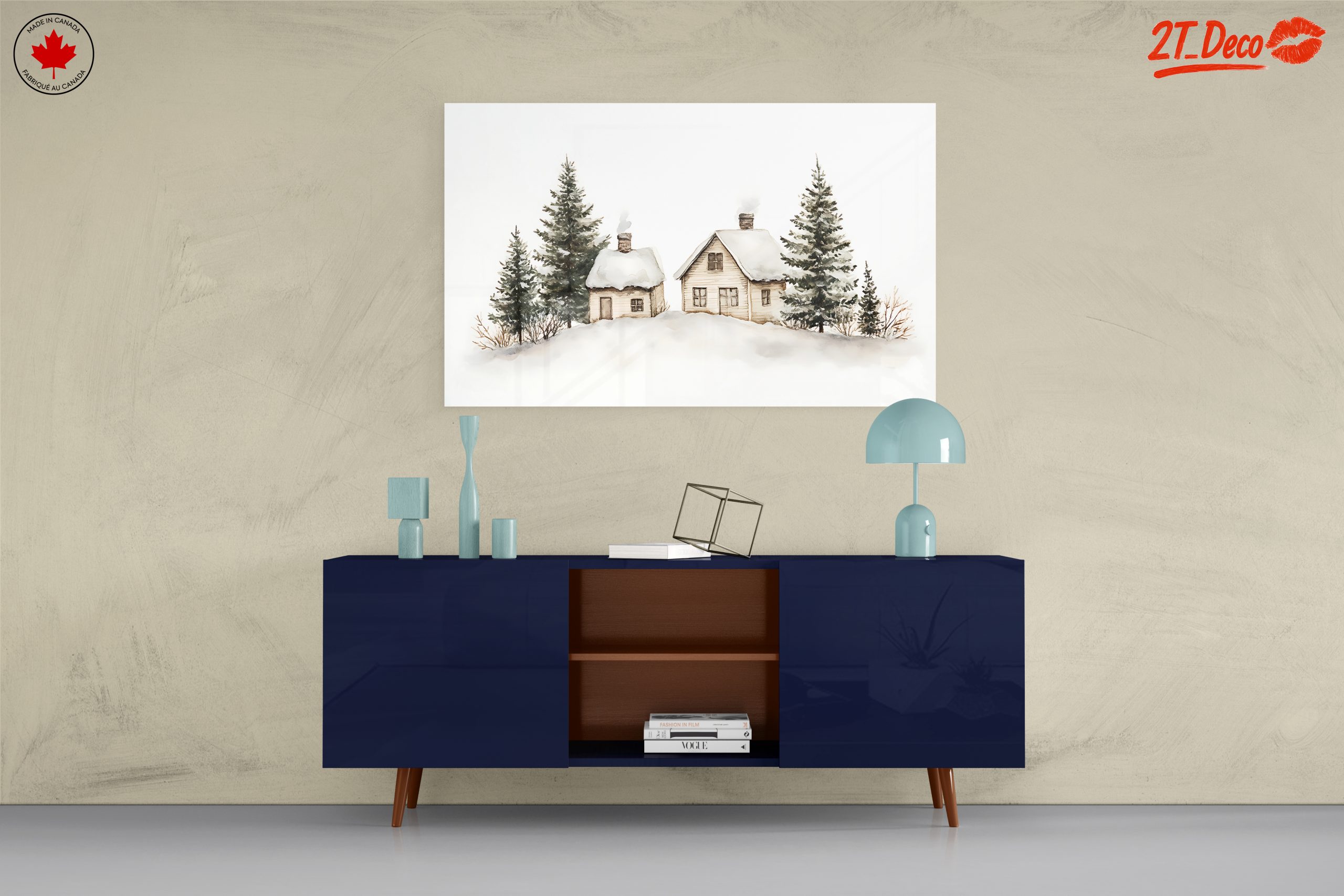 Charming Winter Landscape with Cozy Cabins - Image 8