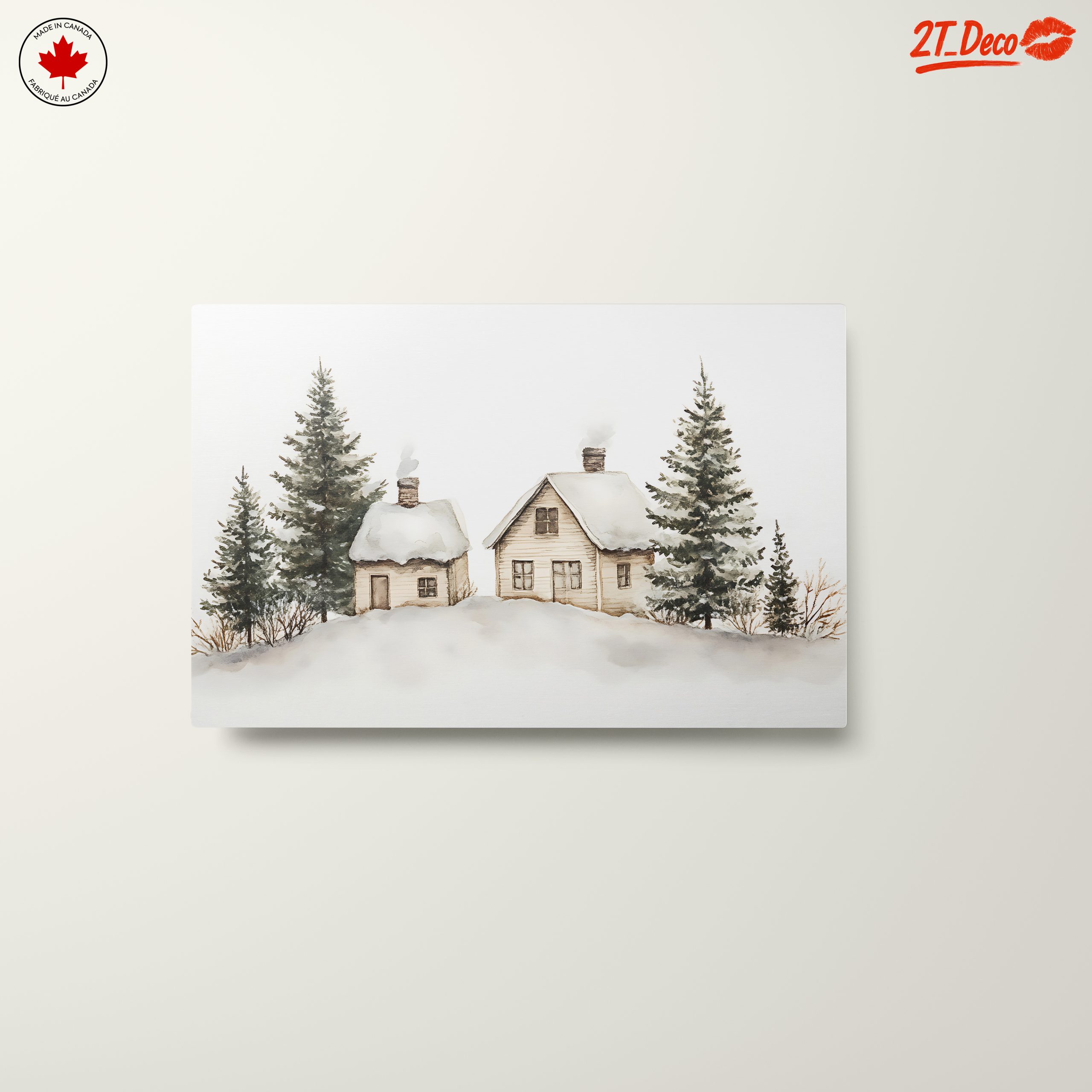Charming Winter Landscape with Cozy Cabins - Image 10